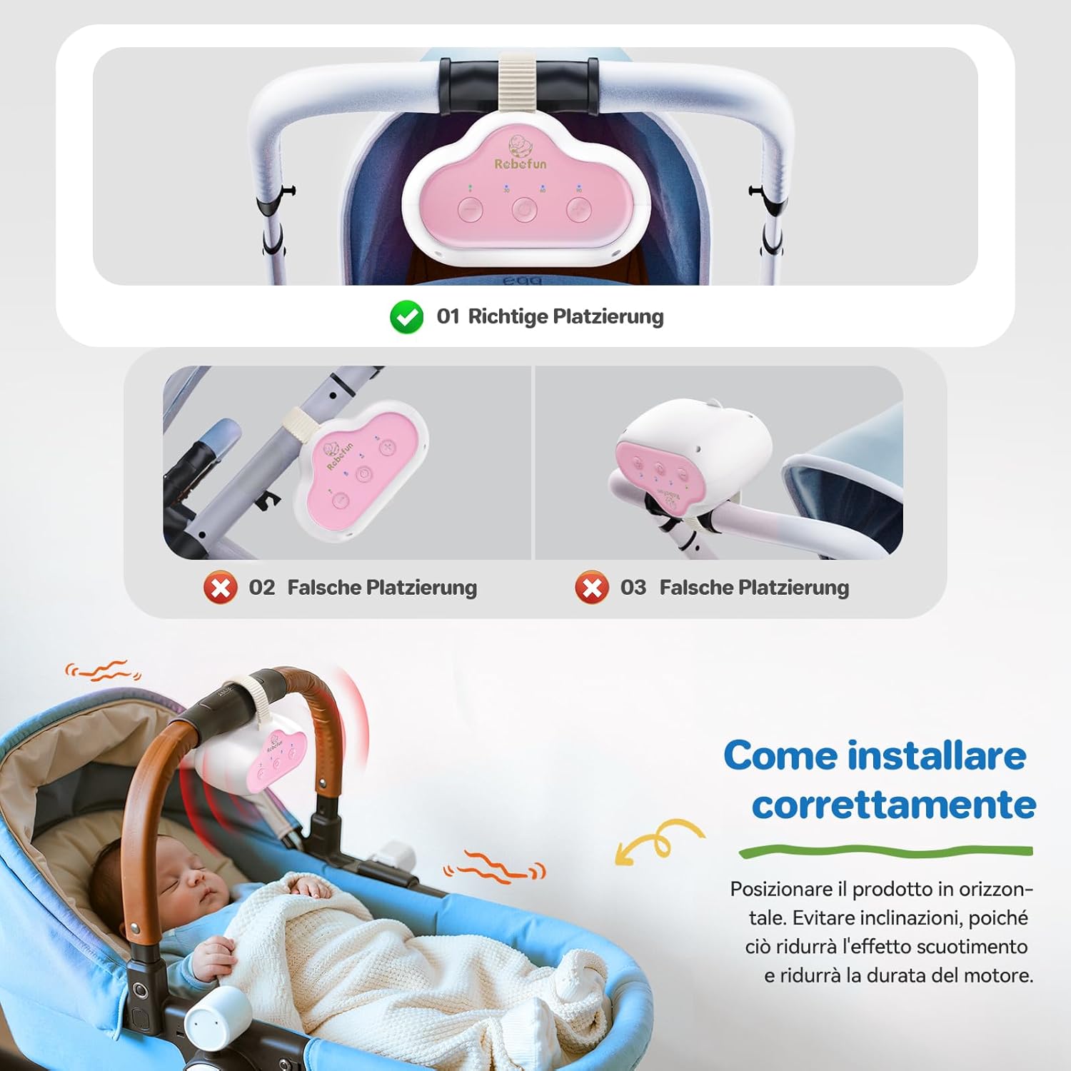 Dondolo Automatico per Passeggino con Timer, USB-C - immagine 8