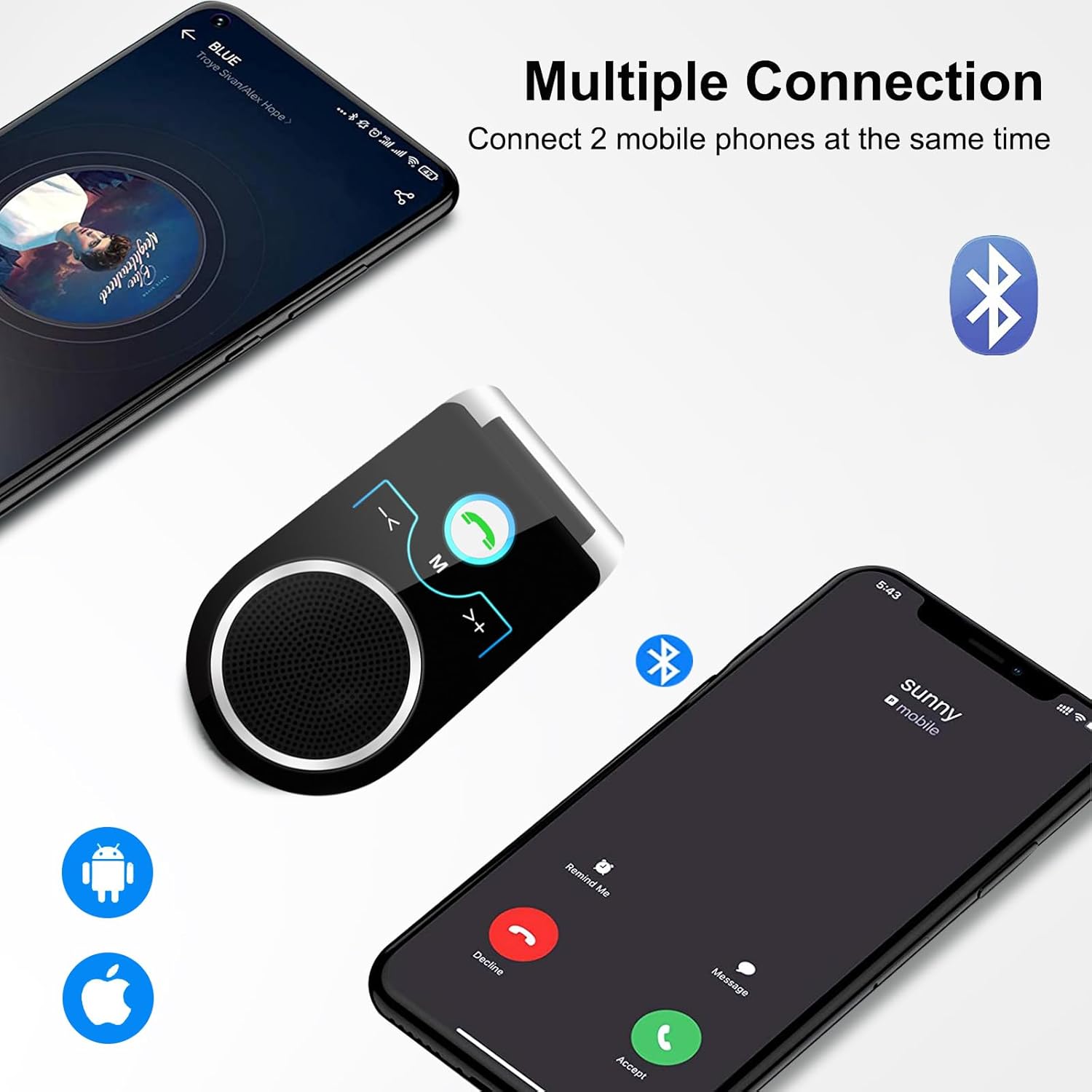 Aigolink Kit Vivavoce Bluetooth 5.0 per Auto - immagine 5