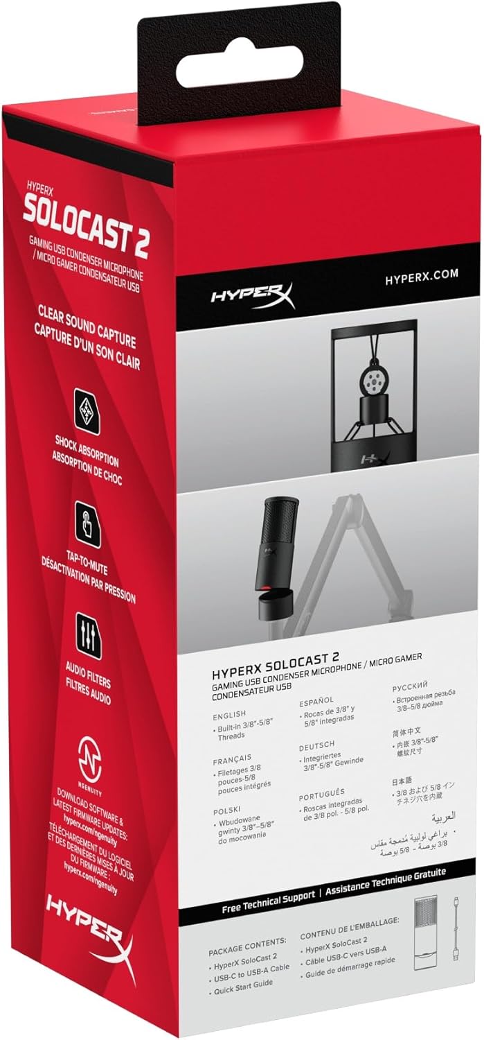 Hyperx SoloCast 2 - Microfono USB-C Condensatore, Nero - immagine 10