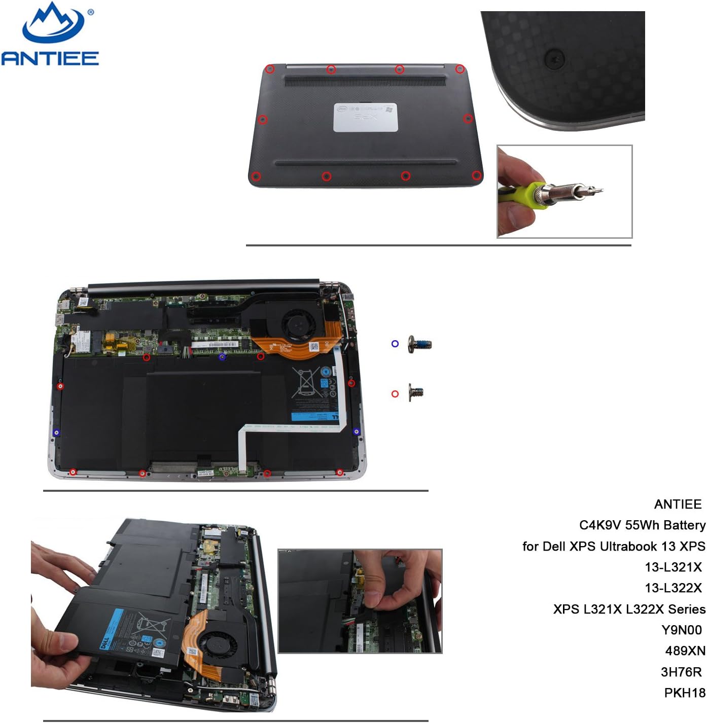 Antiee C4K9V - Batteria per DELL XPS 12 Ultrabook 55Wh - immagine 2