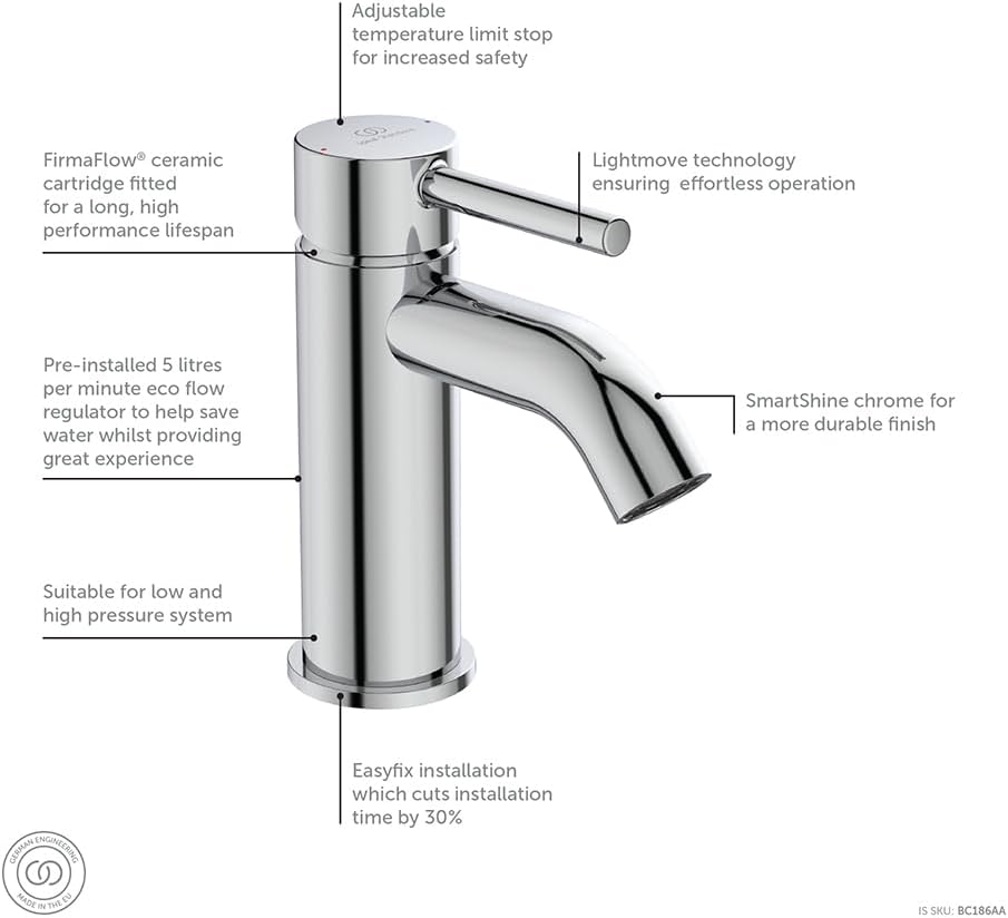 Ideal Standard Ceraline Miscelatore Monocomando Lavabo Cromato - immagine 6