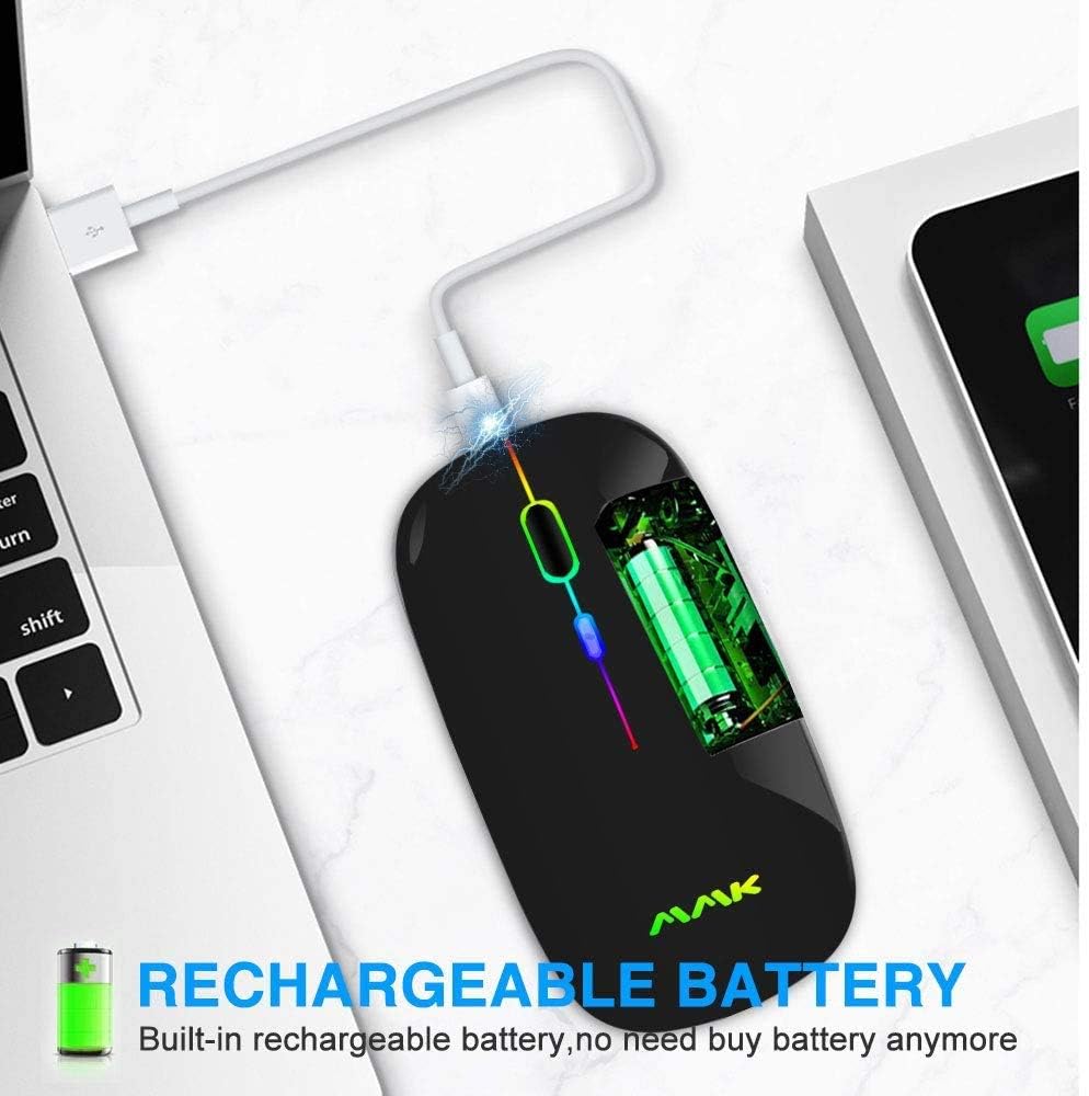 Amzcase Mouse Wireless Bluetooth Ottico Ricaricabile - immagine 2