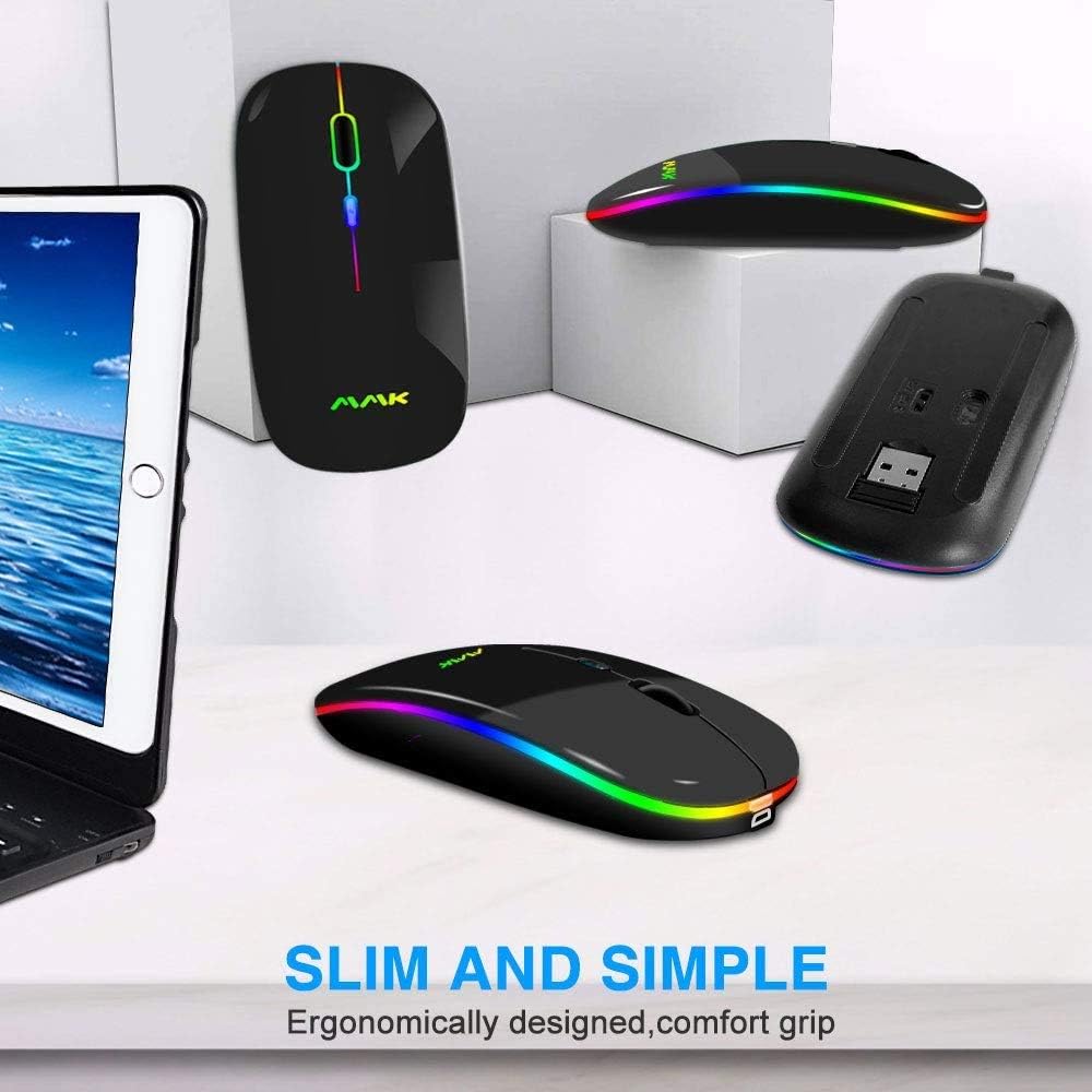 Amzcase Mouse Wireless Bluetooth Ottico Ricaricabile - immagine 3