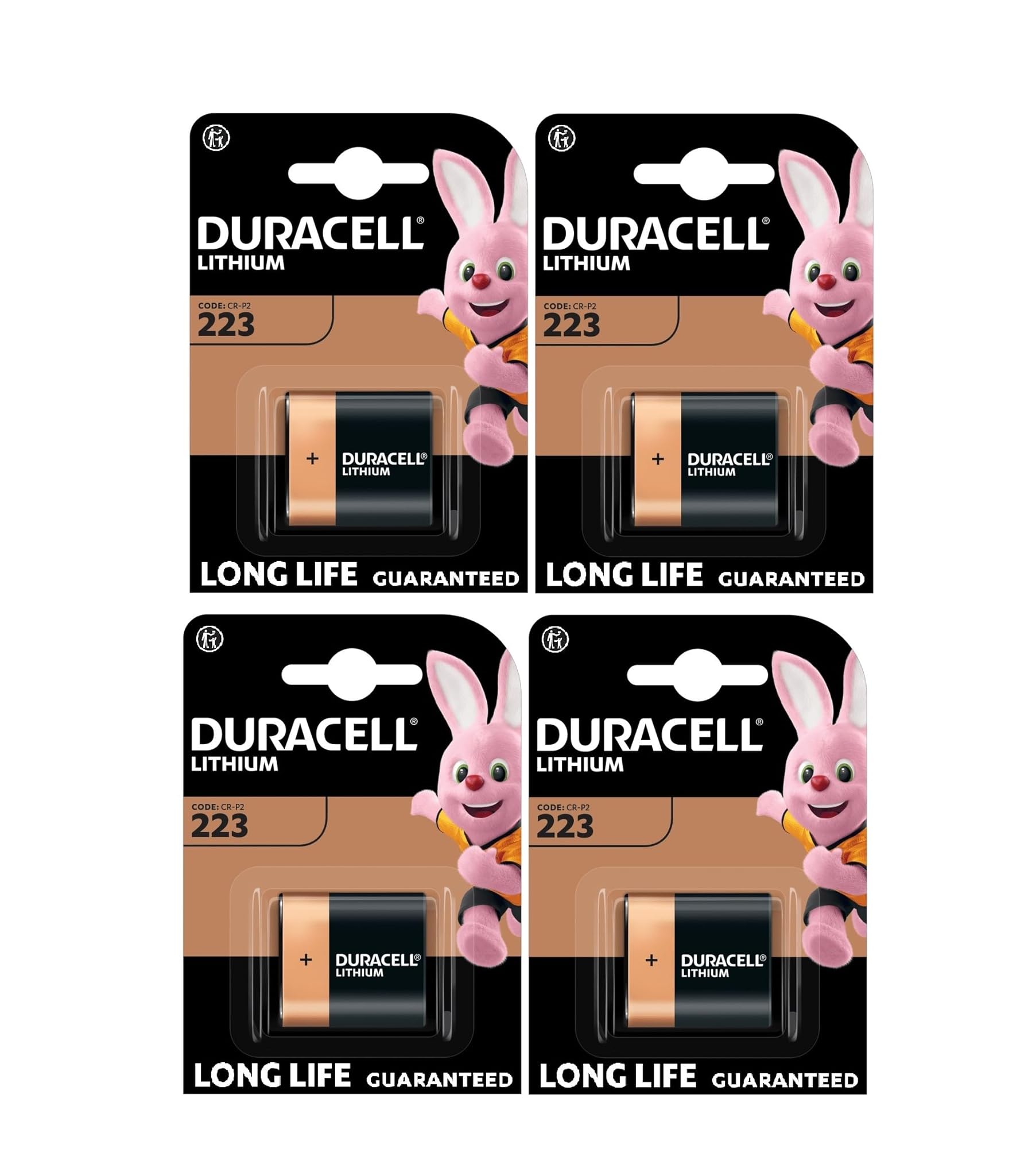 4X Duracell 223 Batterie Lithium (4 Blister da 1 Batteria) 4 Pile (CR-P2)