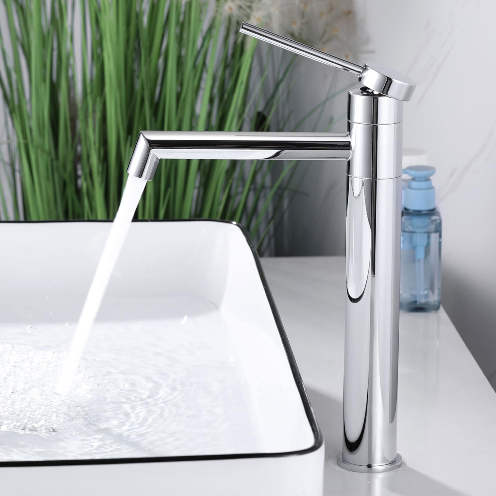 Shanfo Rubinetto Bagno Lavabo Alto Girevole 360°, Cromato