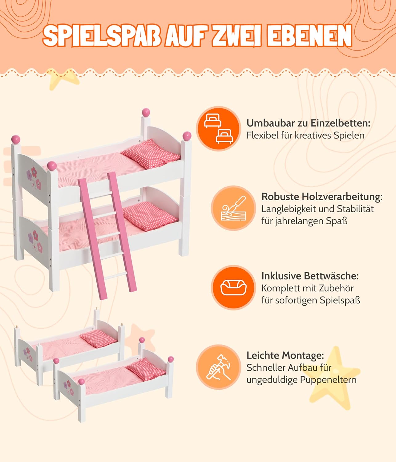 CHIC 2000 - Letto a castello per bambine, design floreale - immagine 3