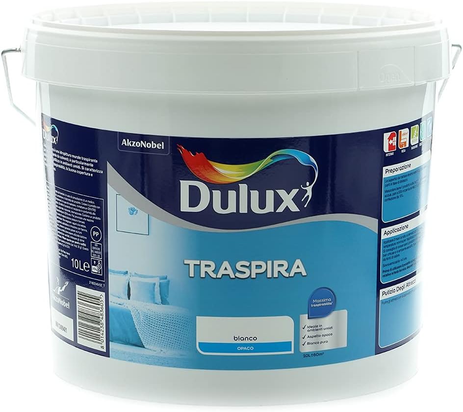 Dulux Pittura Interni Traspirante 10L, Bianco