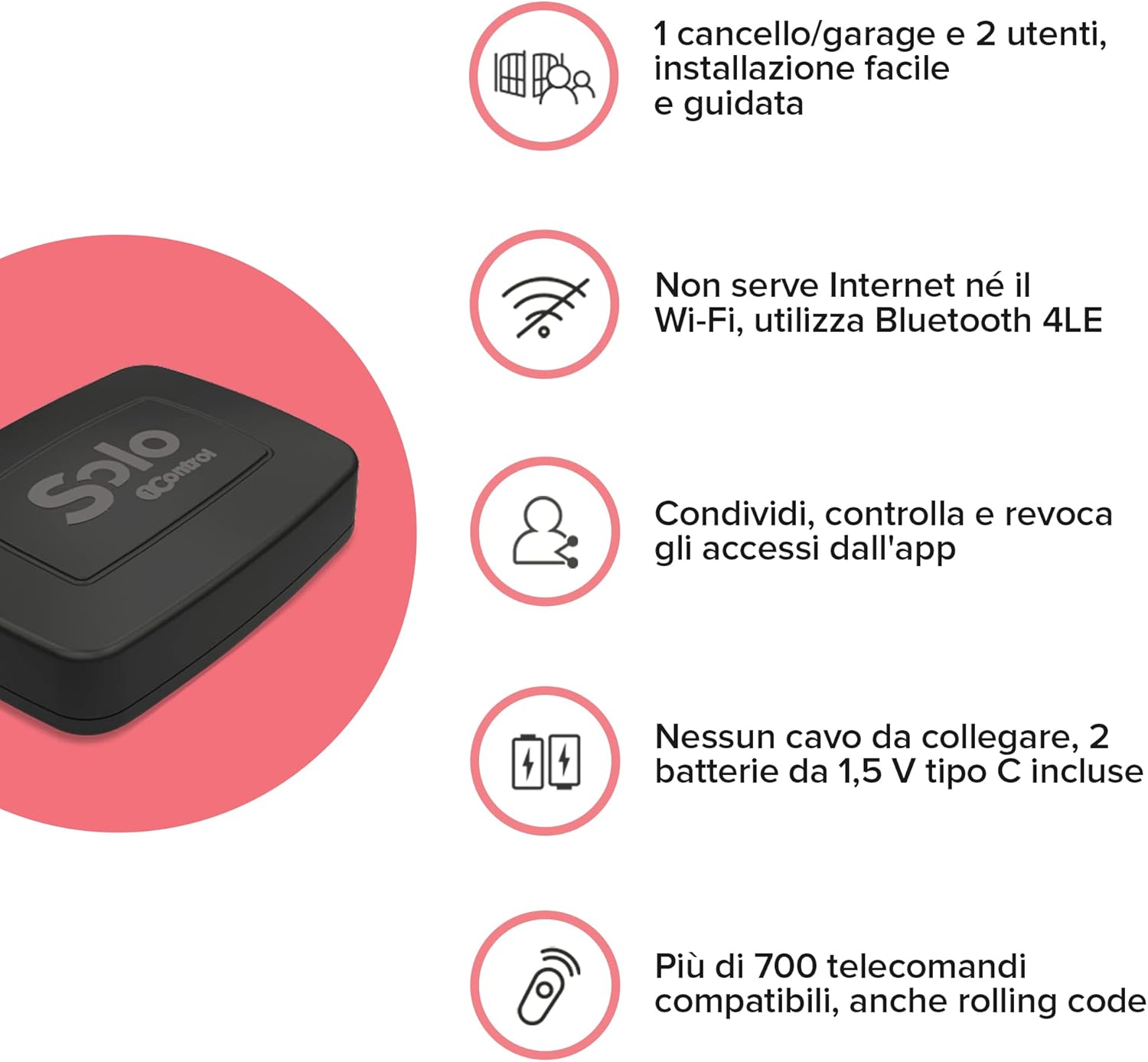 1control SOLO MINI - Apricancello Bluetooth per Smartphone - immagine 4