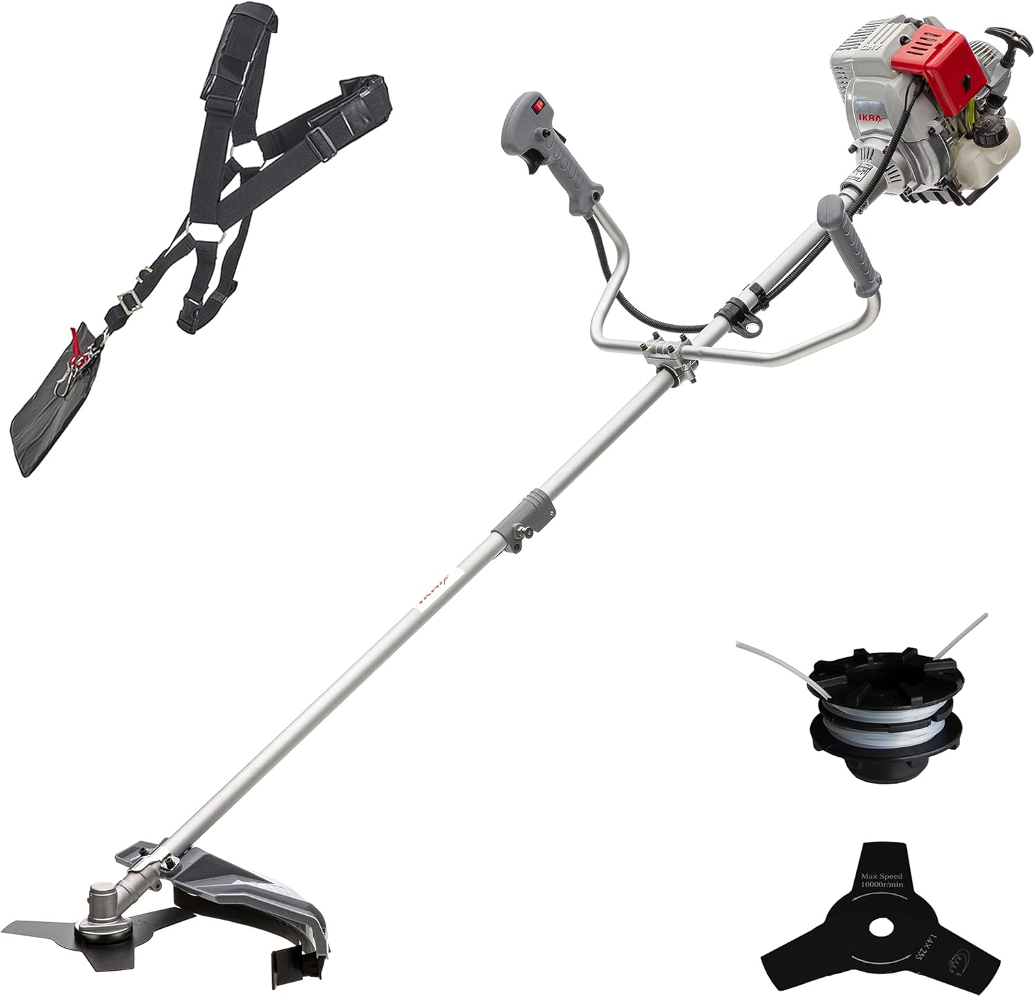 IKRA decespugliatore a scoppio IBF 31-4, incl. bobina di filo, lama a 3 denti e tracolla