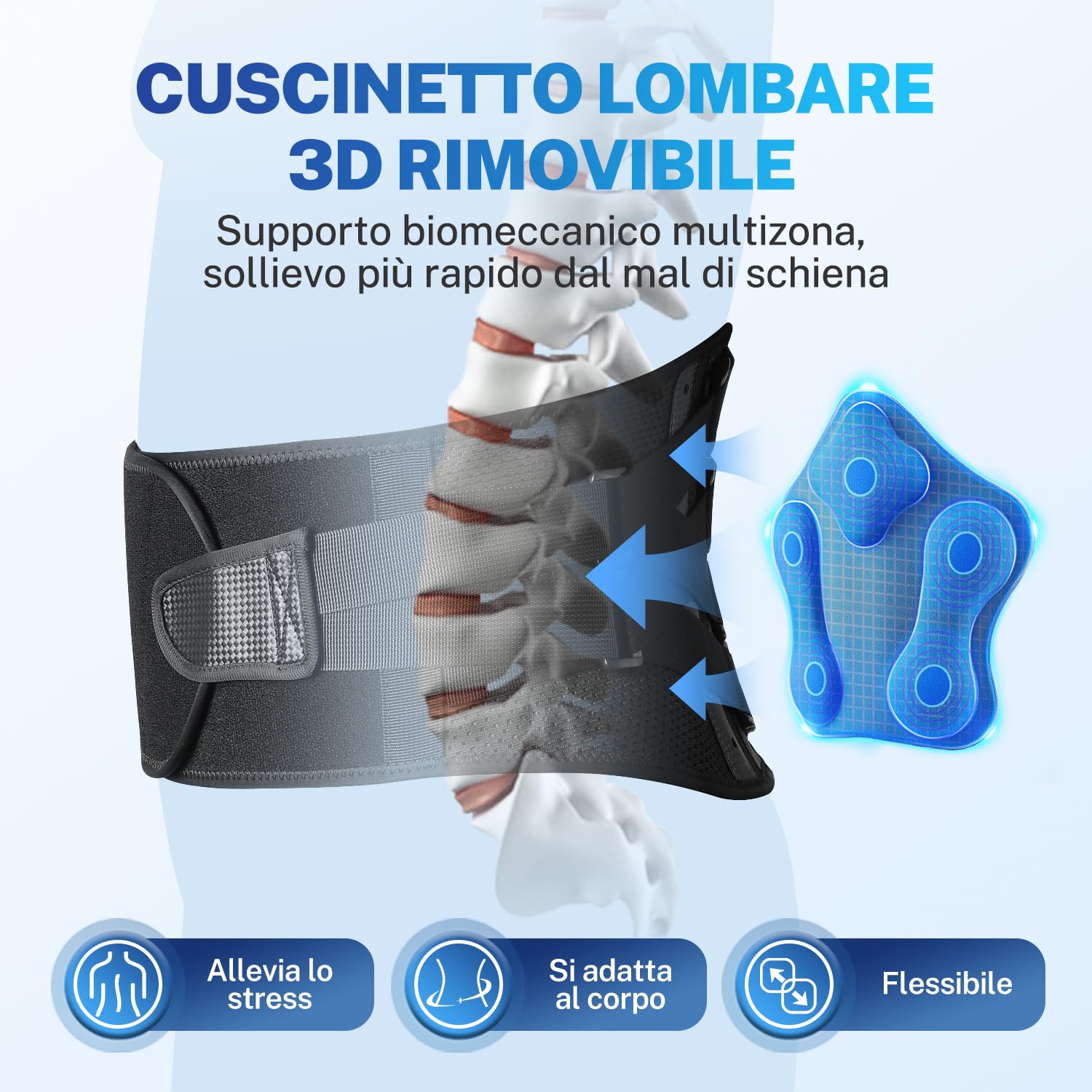 Fascia Lombare Supporto Schiena con Cuscino 3D - immagine 2