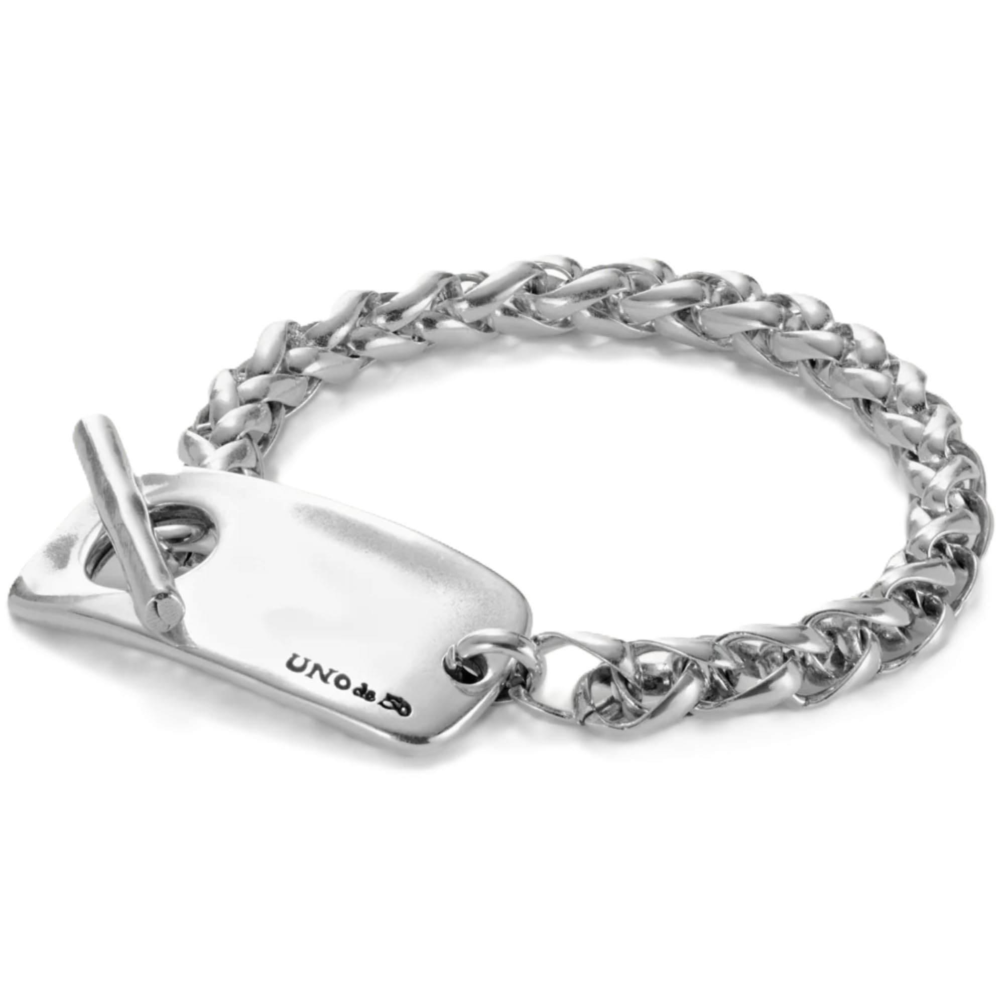 Uno De 50 Bracciale Pelle Marrone con Tubi Argento