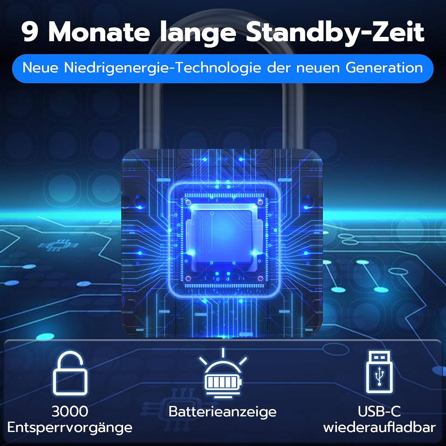 Anweller Lucchetto Impronte Digitali con Chiave e APP - immagine 6