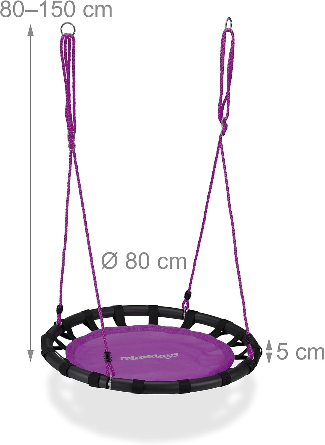 Relaxdays Altalena da Giardino a Nido Ø 80cm, Lilla - immagine 4