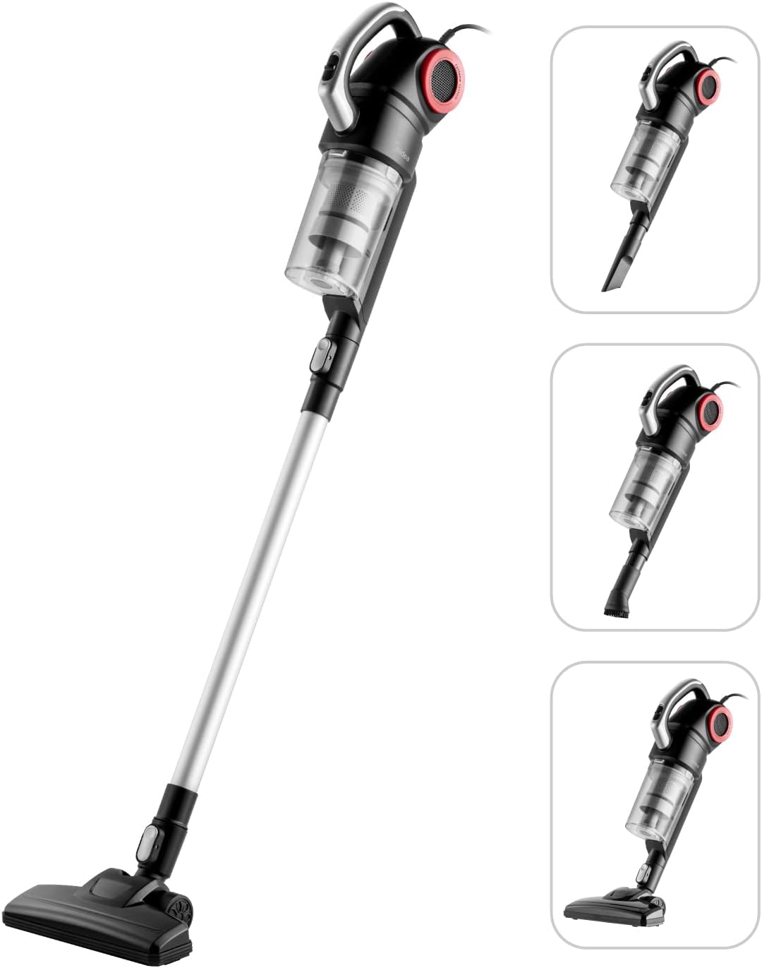 Midea MCS2045BR Aspirapolvere 2 in 1 con Filo, Nero/Rosso