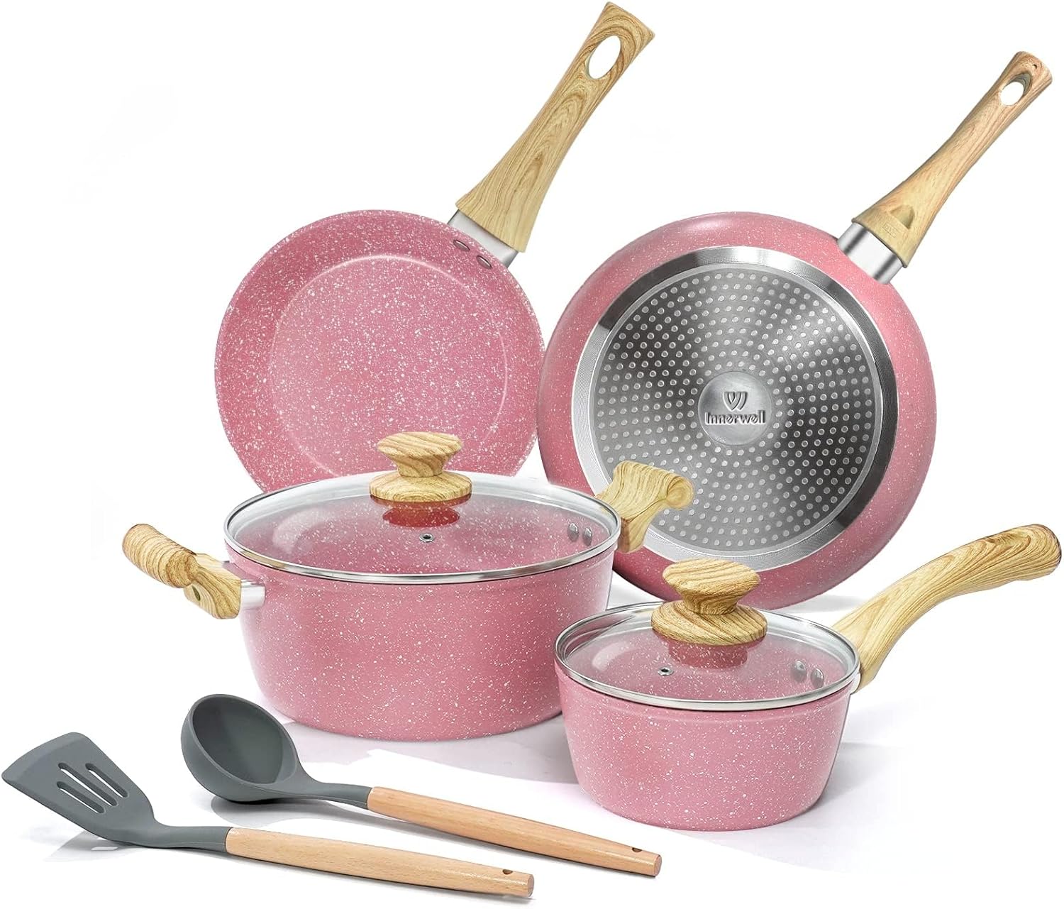 Set Padelle Antiaderenti 8 Pezzi Rosa