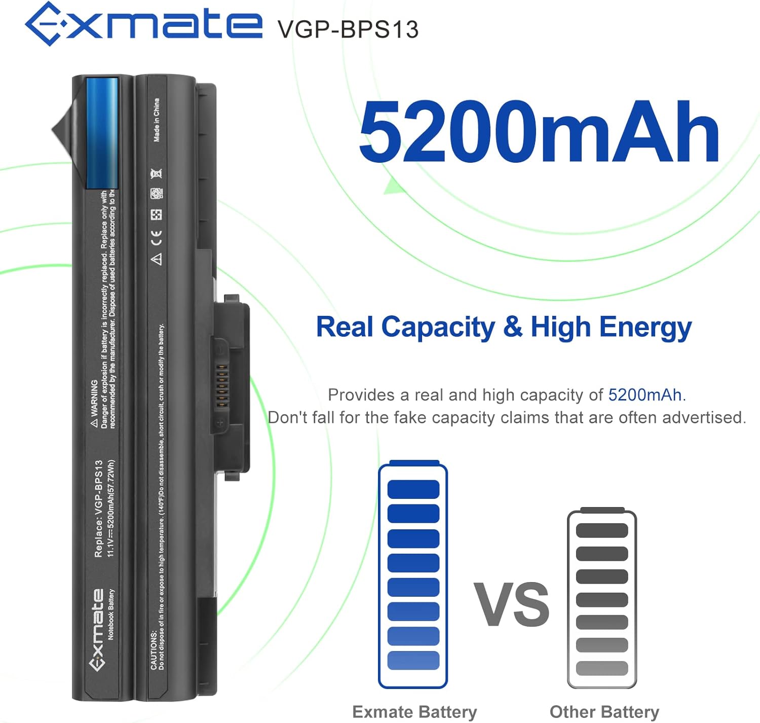 Exmate 11.1V 5200mAh Batteria per Sony VAIO Serie - immagine 2