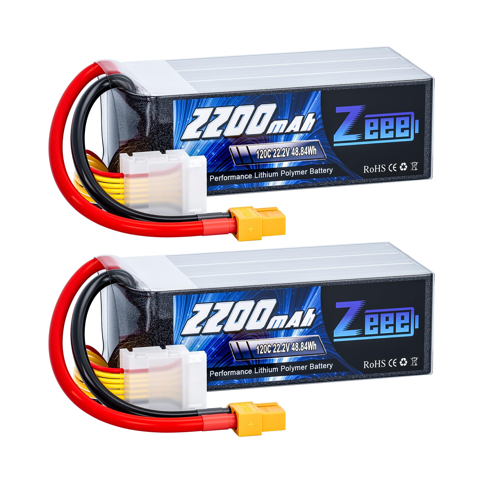 Zeee 6S Lipo Batteria 22.2V 2200mAh 120C XT60 (2 Pezzi)