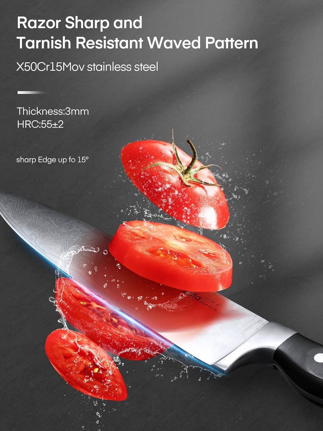 D.perlla Set Coltelli da Cucina Professionale 7 Pezzi, Nero - immagine 4