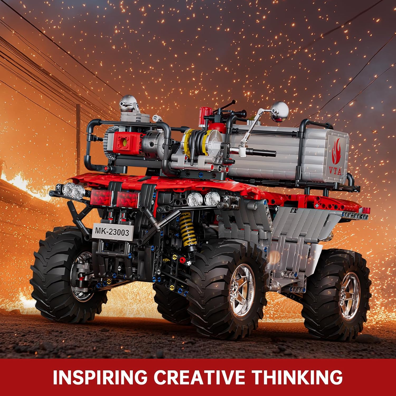 Mould King 23003 - Moto Vigili del Fuoco ATV RC - immagine 2