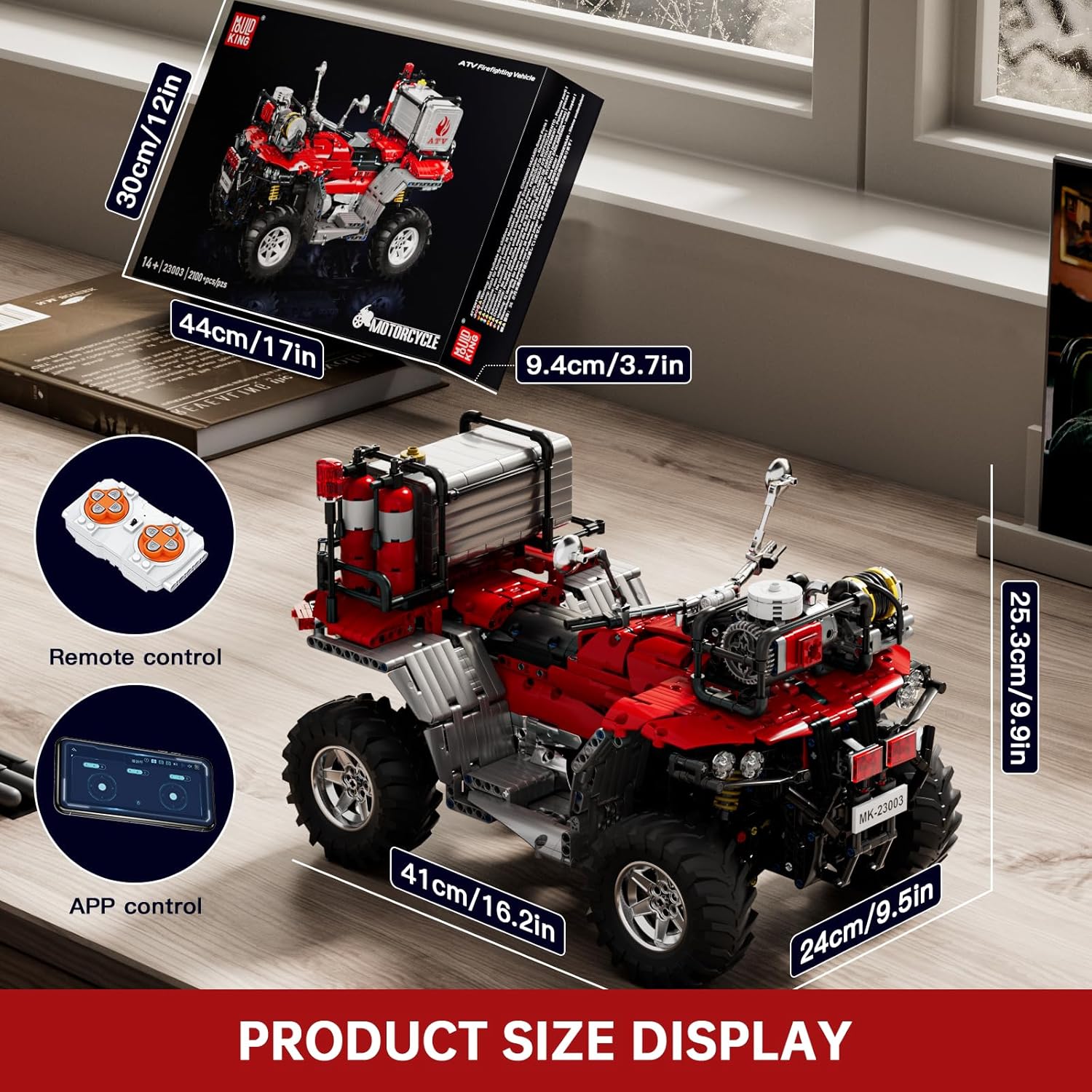 Mould King 23003 - Moto Vigili del Fuoco ATV RC - immagine 3