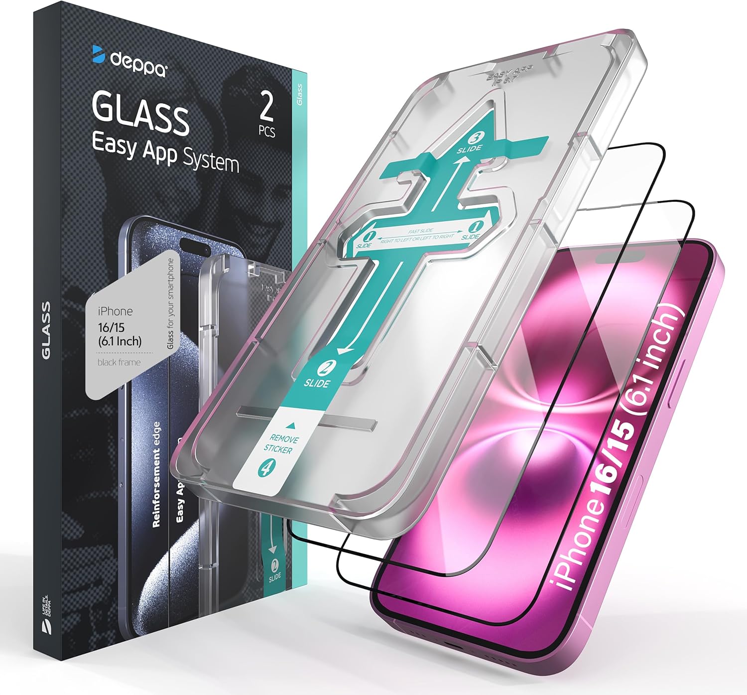 Deppa 2 Pezzi Vetro Temperato iPhone 15/16 (6.1) Copertura Totale - immagine 1