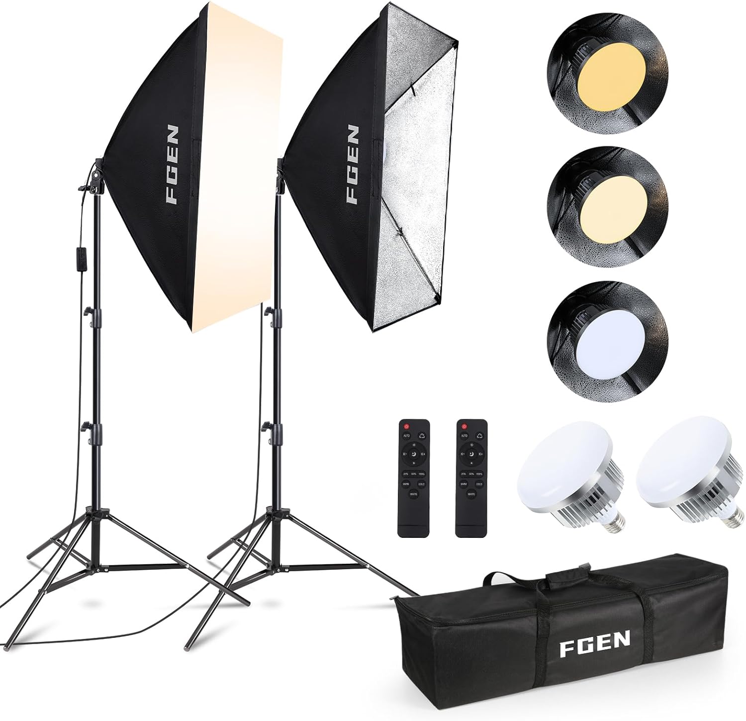 Fgen Softbox Set Luci LED Studio Fotografico 2x 50x70cm - immagine 1