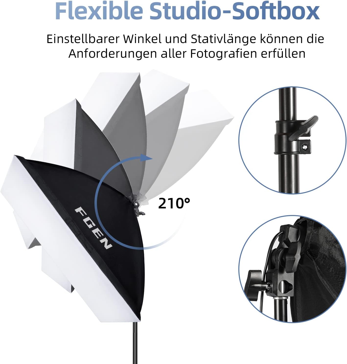 Fgen Softbox Set Luci LED Studio Fotografico 2x 50x70cm - immagine 5