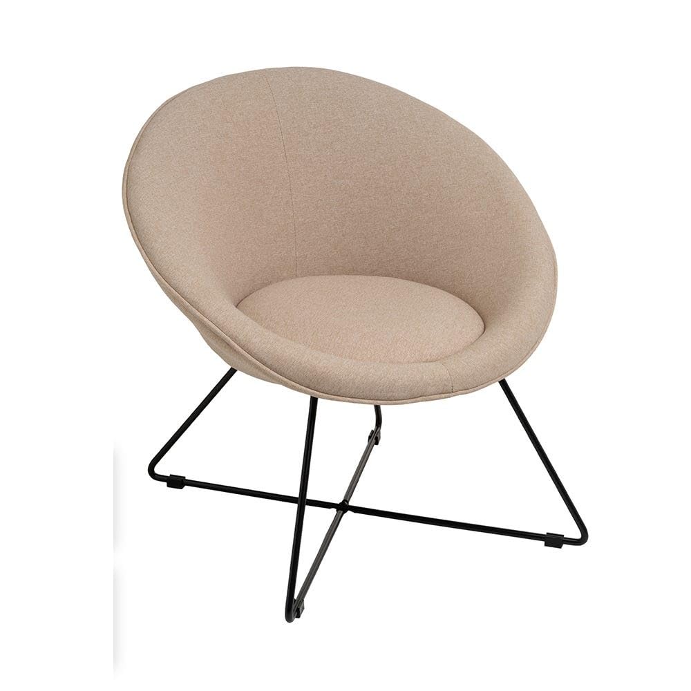 DRW Poltrona circolare in tessuto e metallo in beige e nero