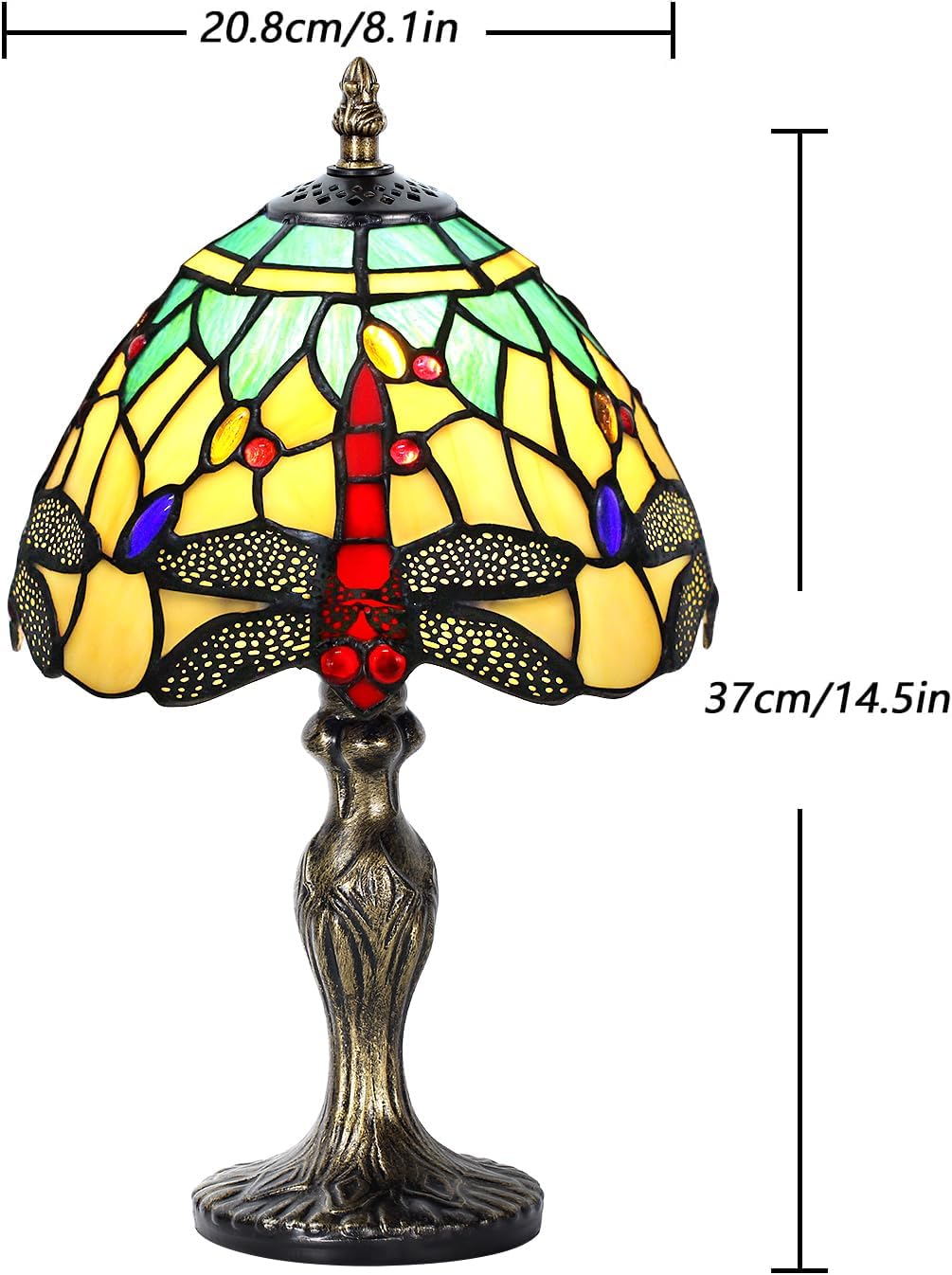 MIAOKE Lampada Stained Glass, Verde-W Dragonfly - immagine 2