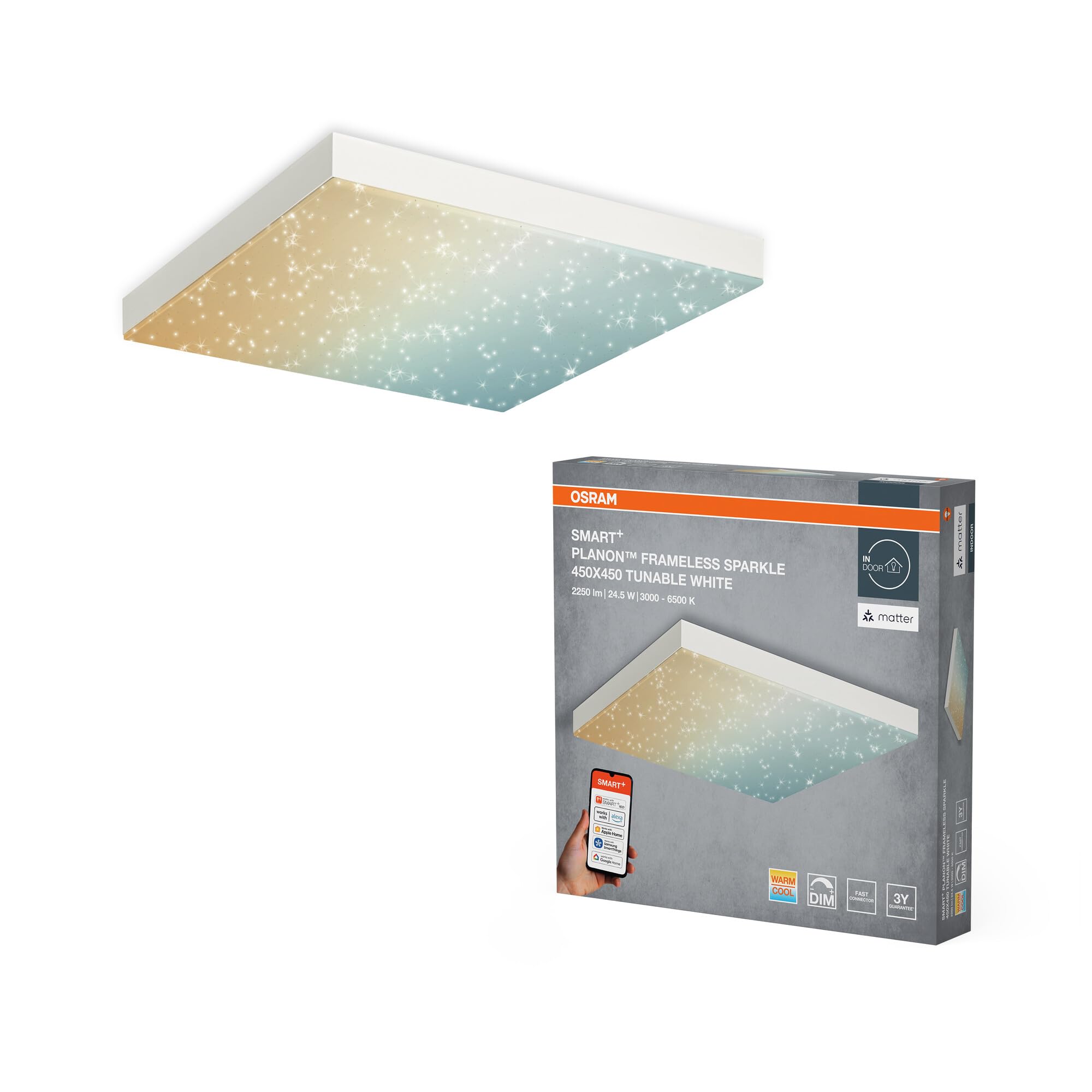 Osram SMART+ Matter Planon Senza Cornice Pannello LED Bianco 450x450mm