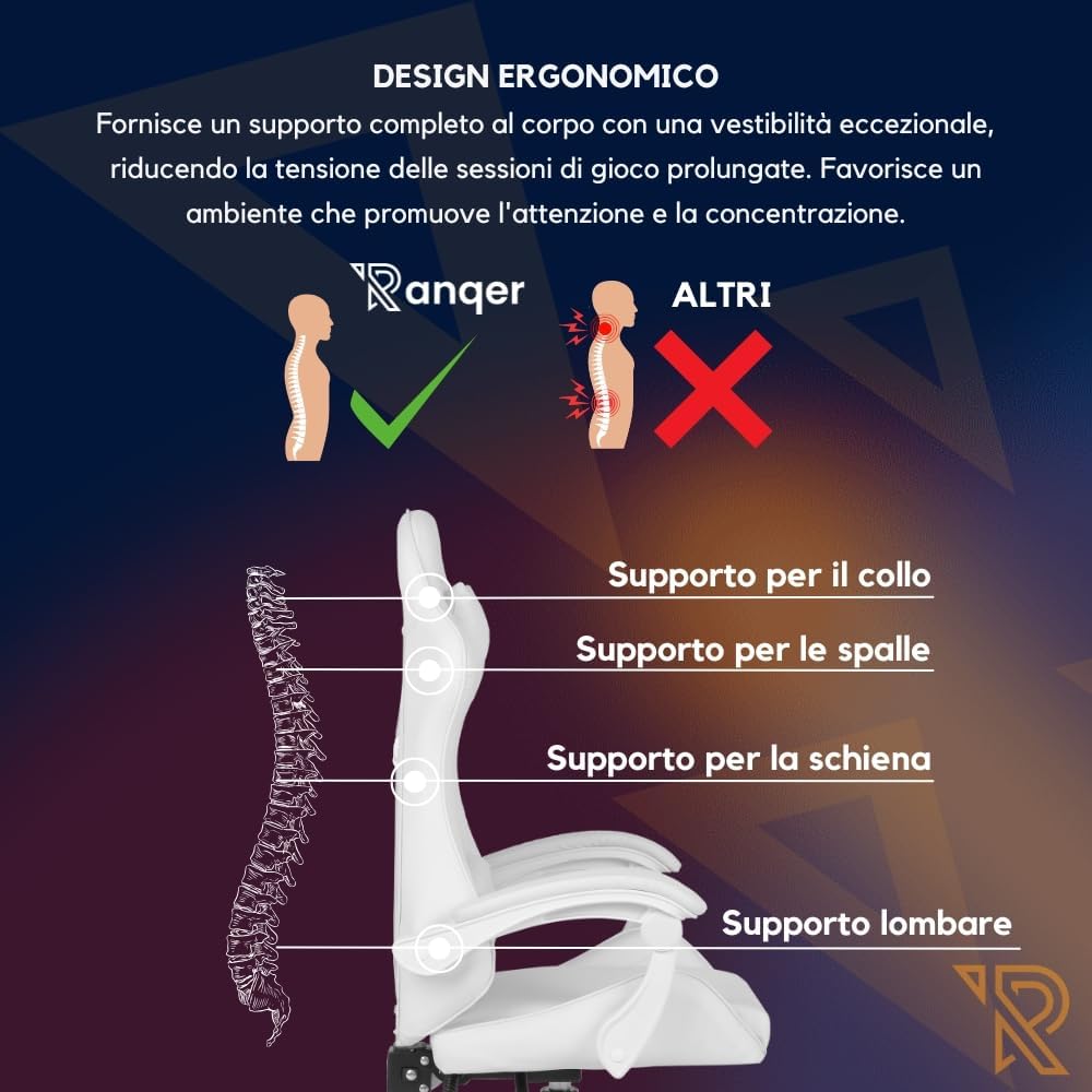 Ranqer Apollo - Sedia da gaming - Bianca - immagine 6