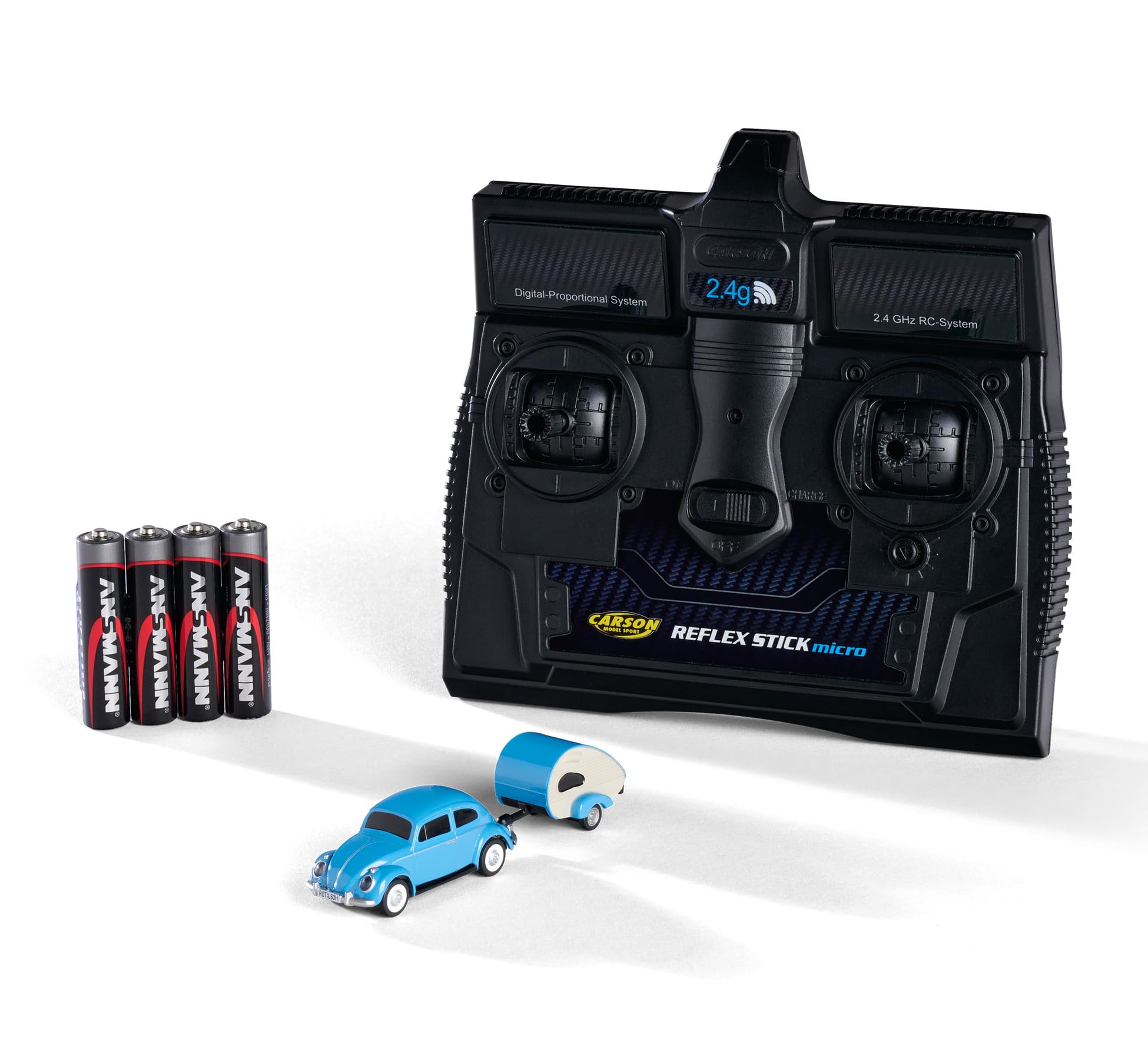 CARSON 500504148 1:87 VW Maggiolino con Rimorchio 2.4G