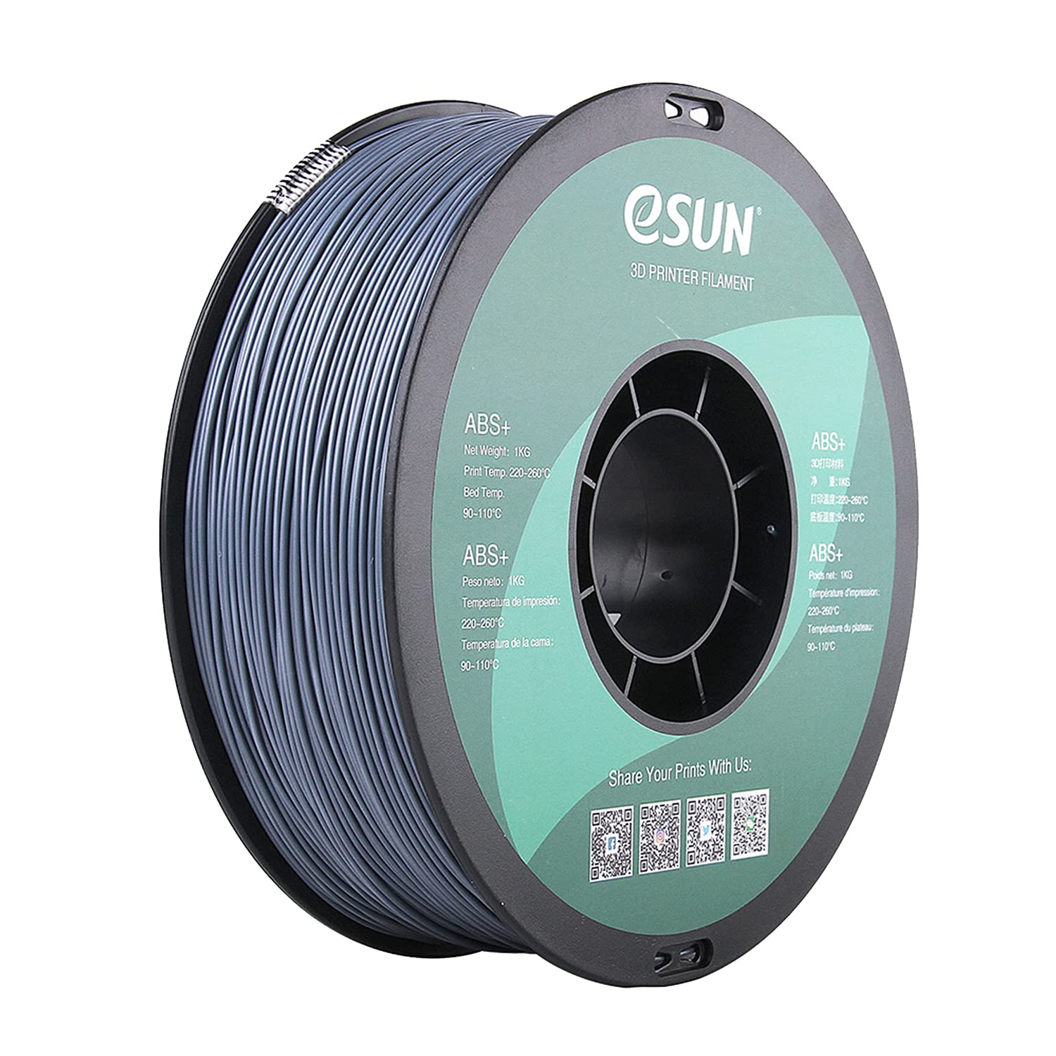 Esun Filamento ABS+ 1.75mm 1kg, Grigio