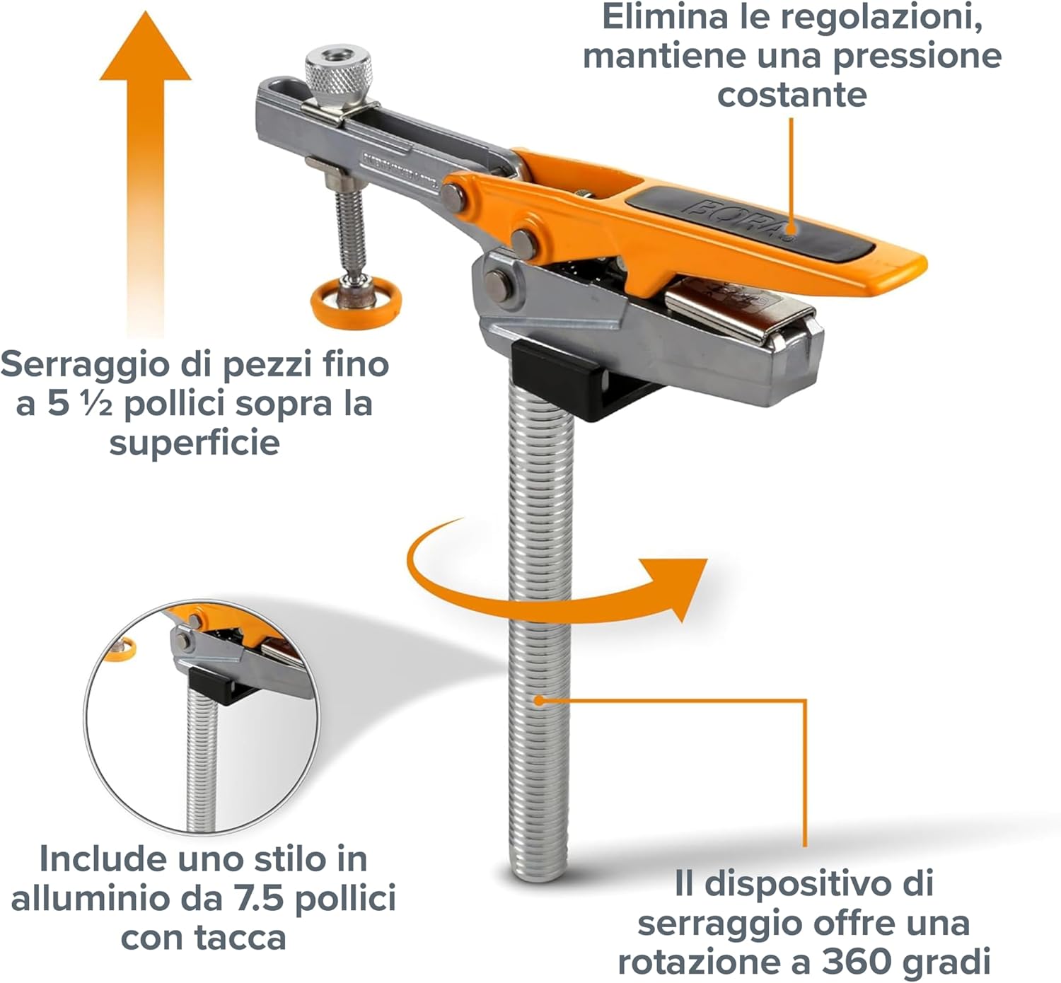 Bora Morsetto Orizzontale per Cani con Spirale Alluminio - immagine 2