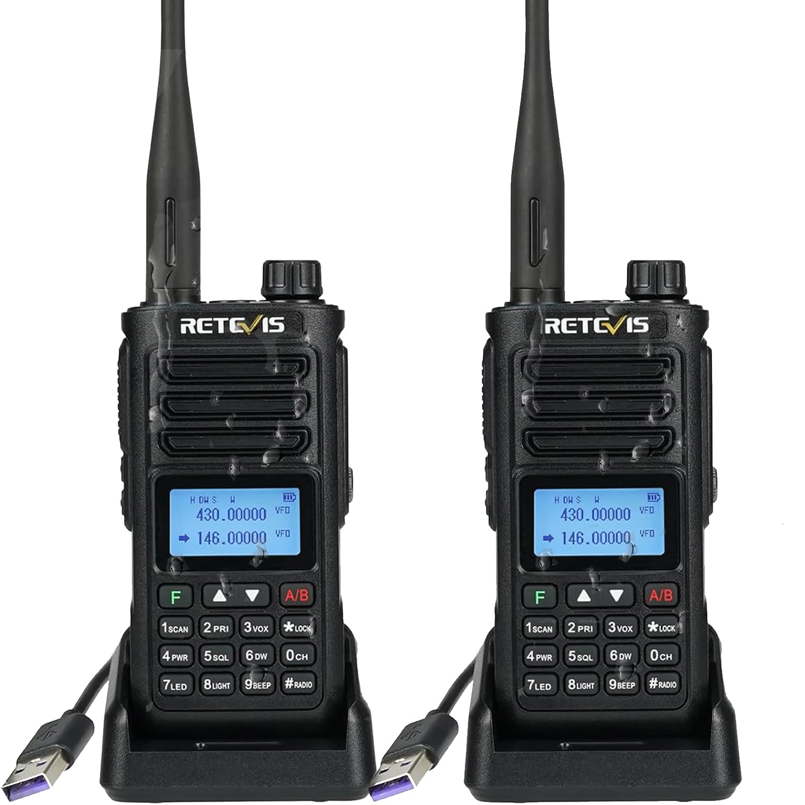Retevis RA89 Ham Radio Dual Band IP68 (2 Pezzi, Nero)