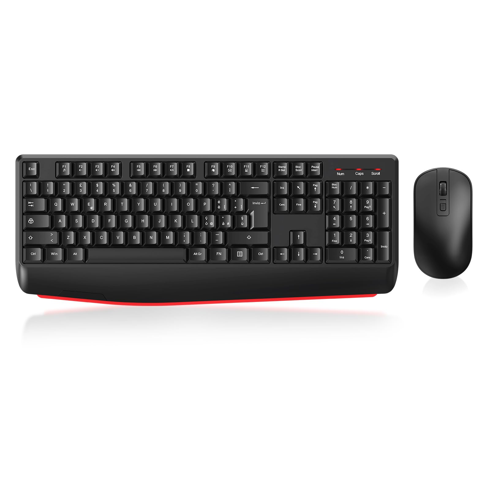 Cimetech Tastiera e Mouse Wireless Ergonomici, Nero