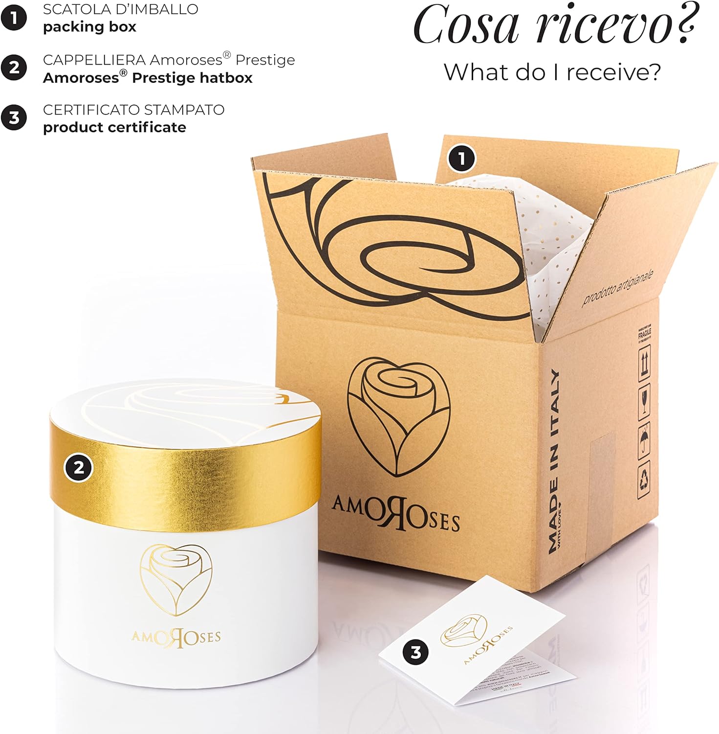 Amoroses GOLD DELUXE - 12 Rose Stabilizzate Eterne - immagine 5