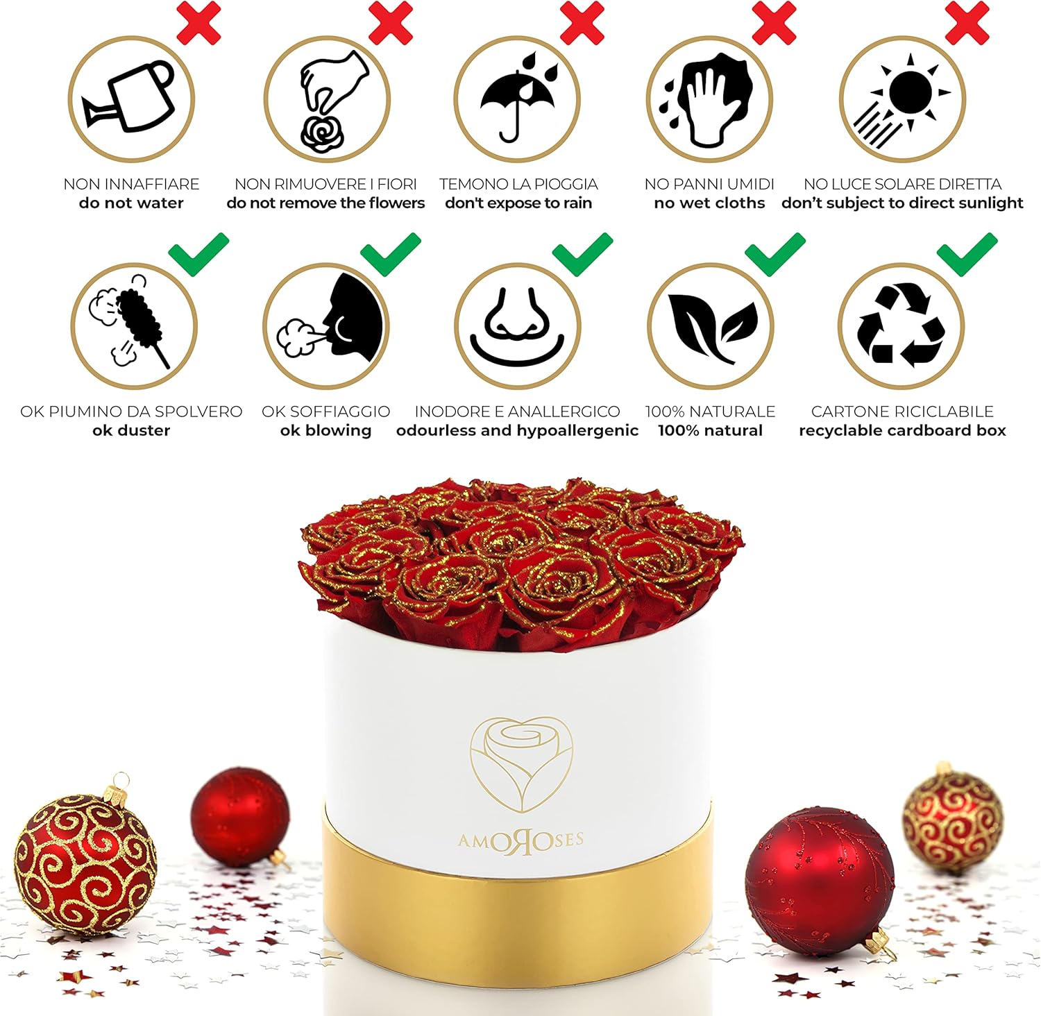 Amoroses GOLD DELUXE - 12 Rose Stabilizzate Eterne - immagine 7
