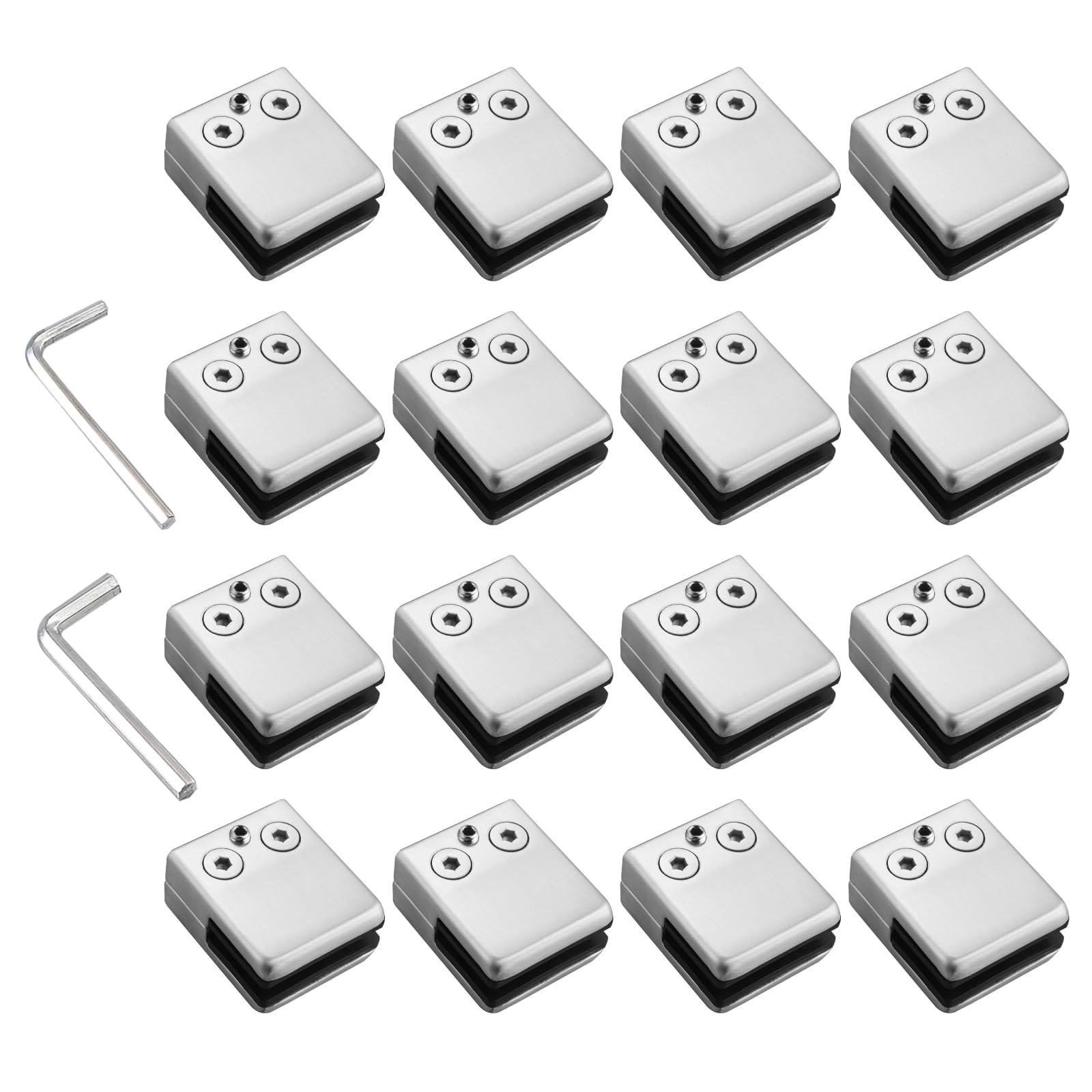 Proster 16pz Supporto per Vetro Inox 9-10mm Quadrato