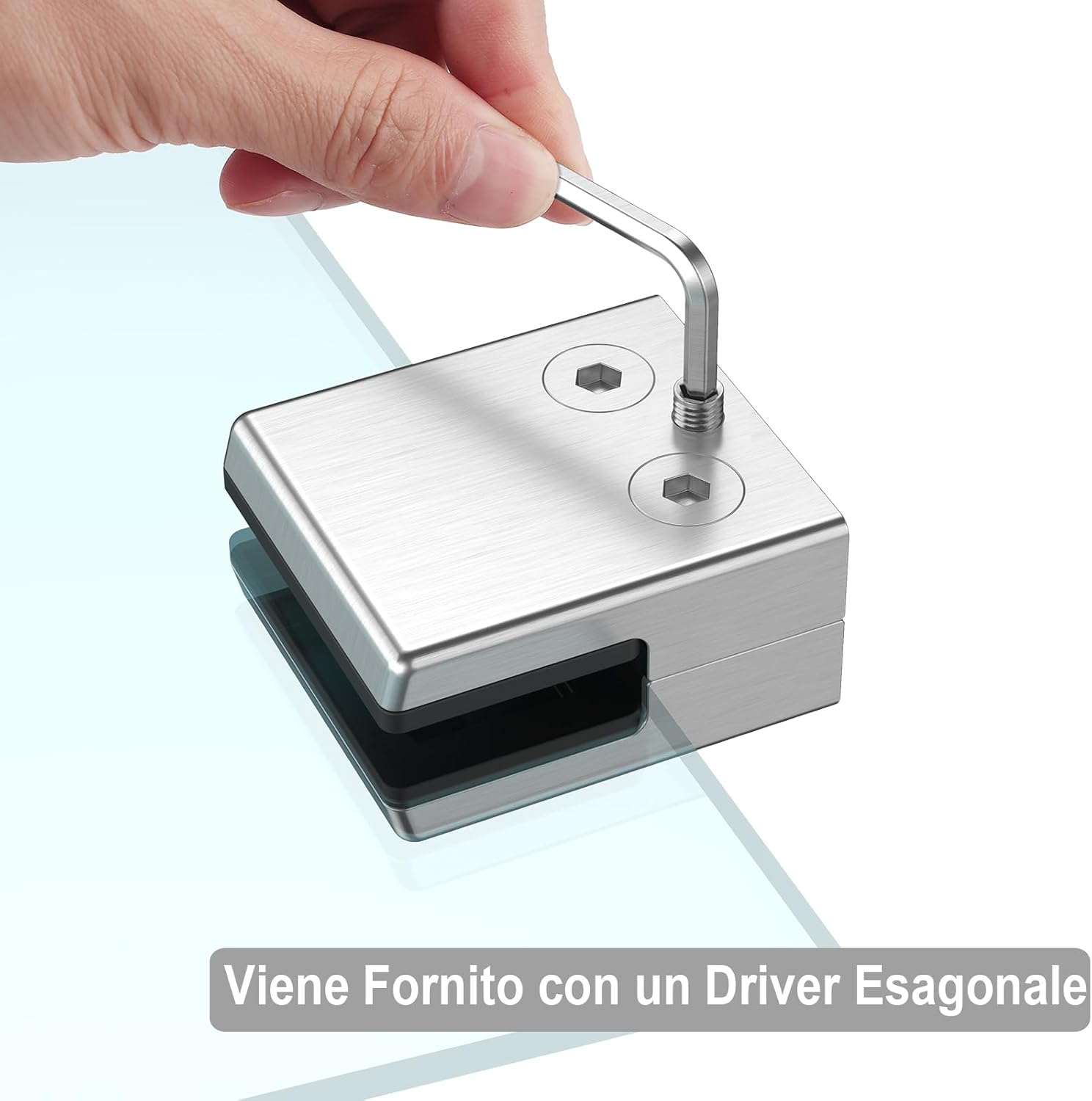 Proster 16pz Supporto per Vetro Inox 9-10mm Quadrato - immagine 4