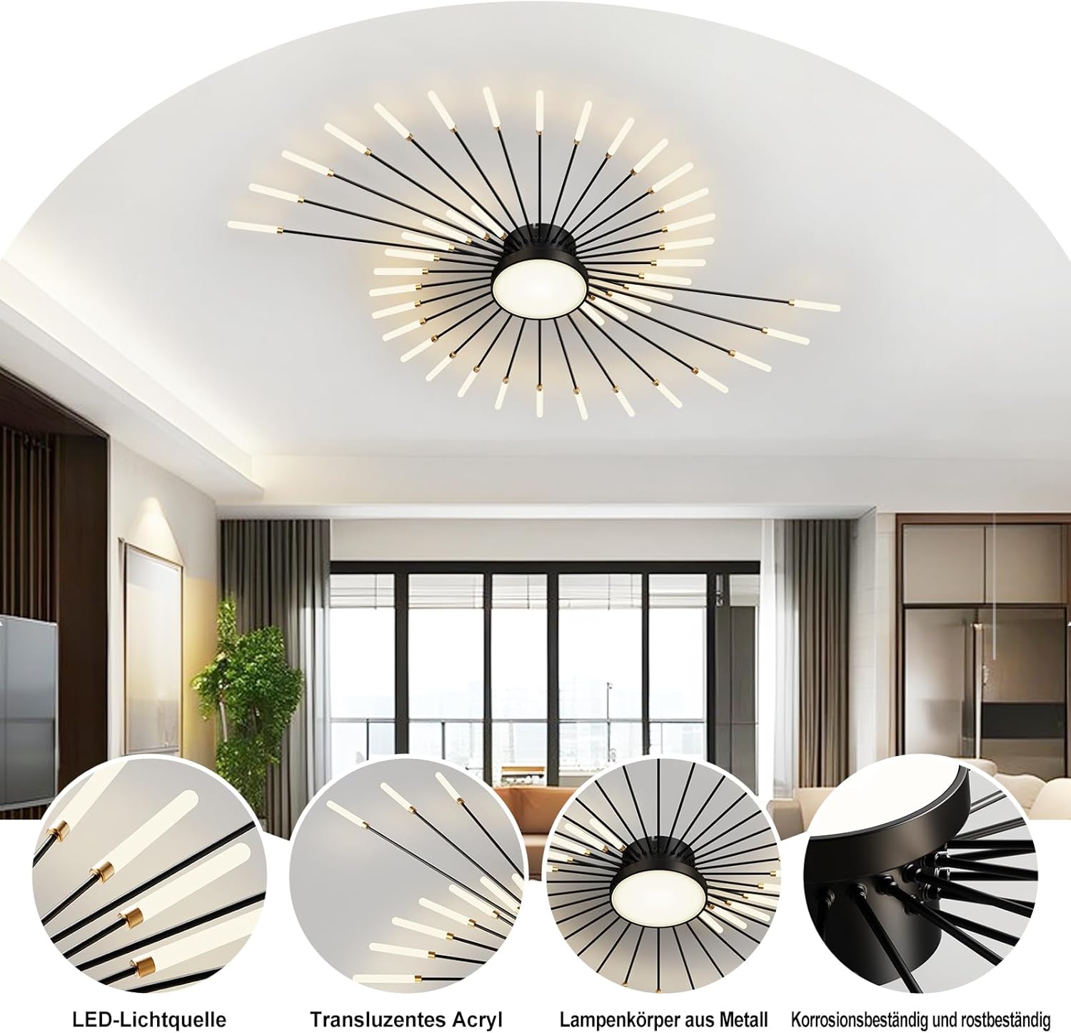 Yzbeimdai Plafoniera LED Fireworks Moderna 4000K - immagine 6