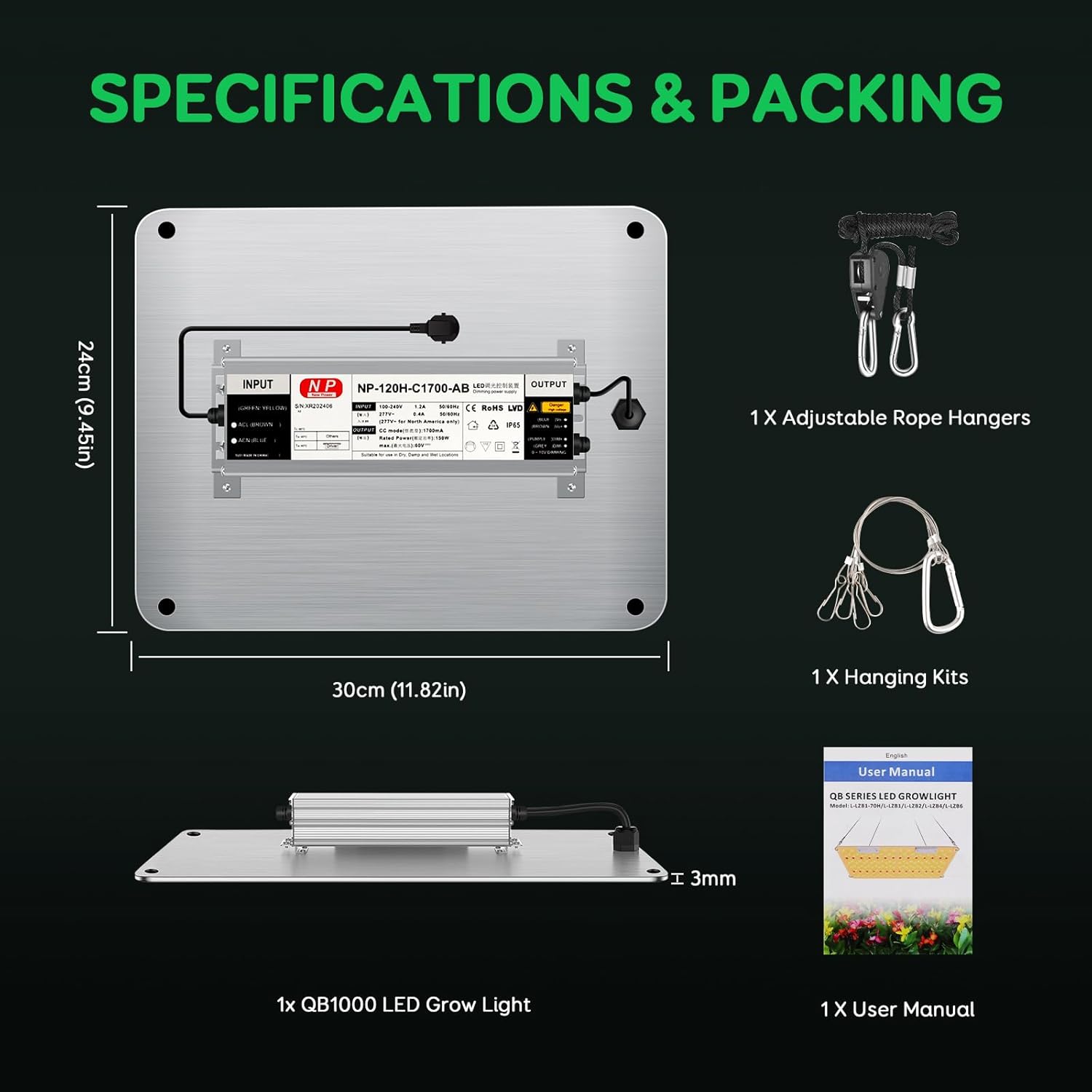 Niello Lampada per Piante QB1200W Full Spectrum - immagine 6