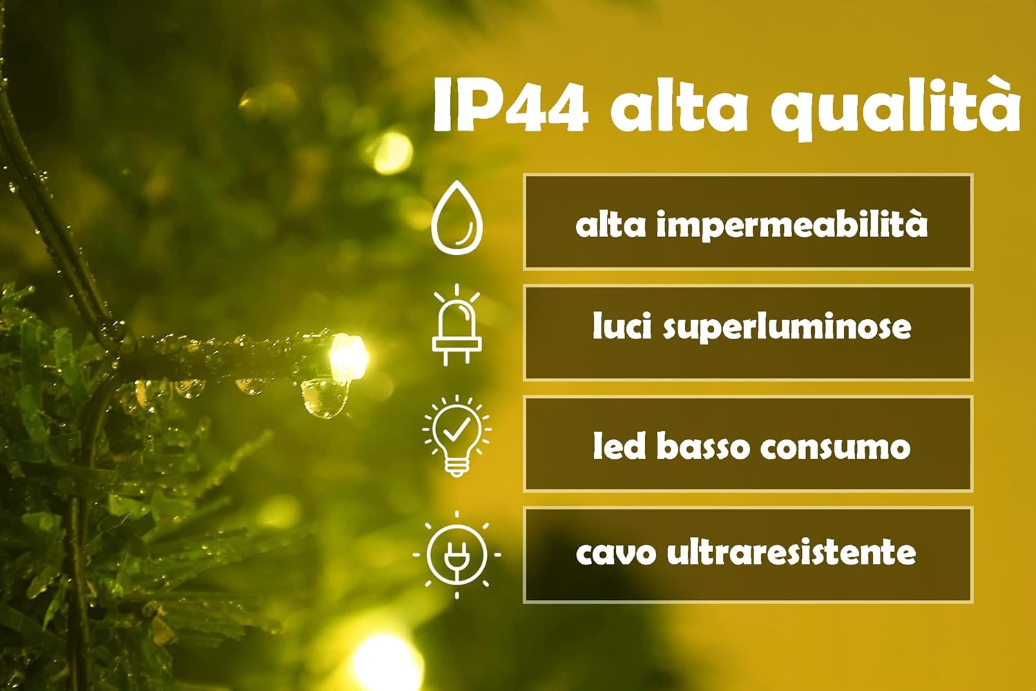 Hand Luci Natale 500 LED, 25m Oro - immagine 2