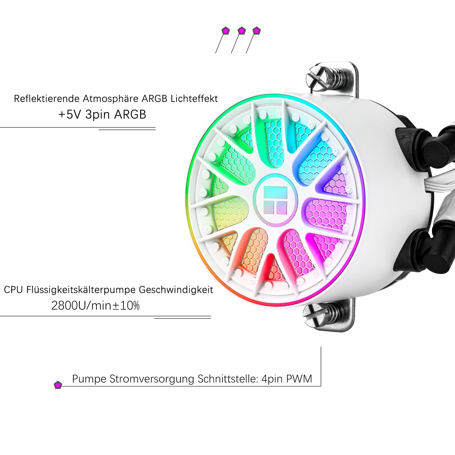 AQUA ELITE 240 V6 ARGB White - Raffreddamento CPU AIO 240mm - immagine 3