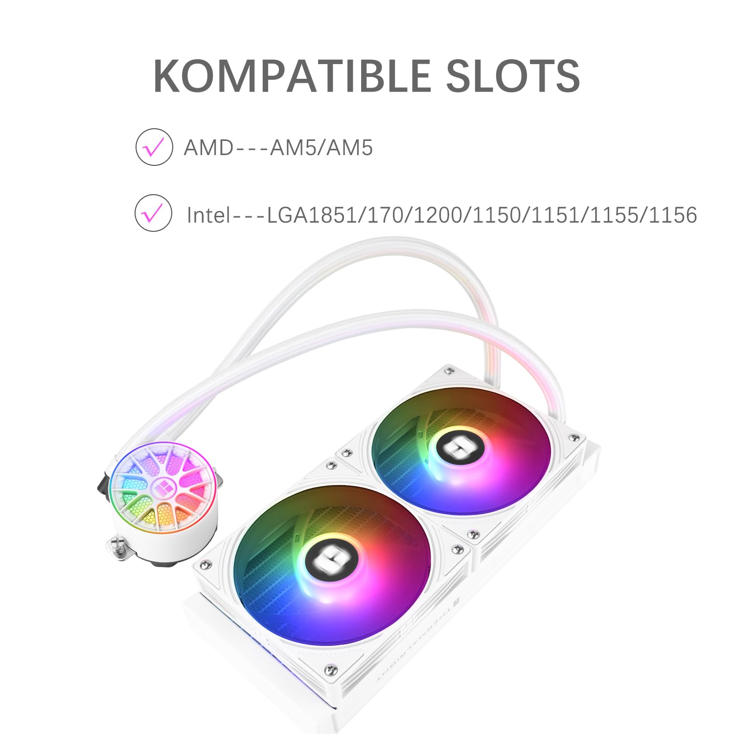 AQUA ELITE 240 V6 ARGB White - Raffreddamento CPU AIO 240mm - immagine 4