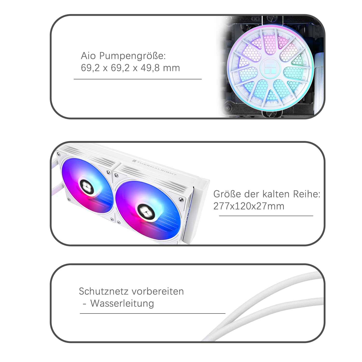 AQUA ELITE 240 V6 ARGB White - Raffreddamento CPU AIO 240mm - immagine 5