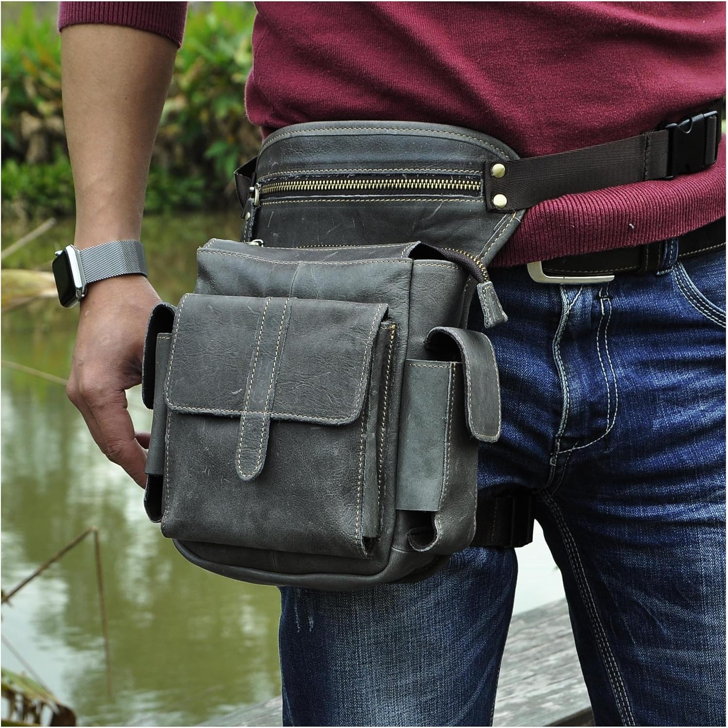 Le'aokuu Borsa a Tracolla da Uomo in Vera Pelle - immagine 3