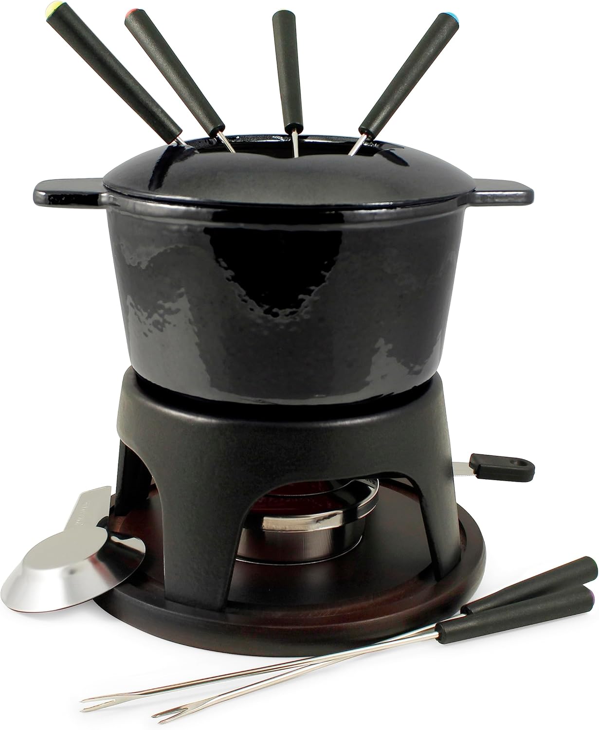 Sierra-Set di 11 fonduta Set, Ghisa Acciaio Inossidabile, Nero Metallizzato