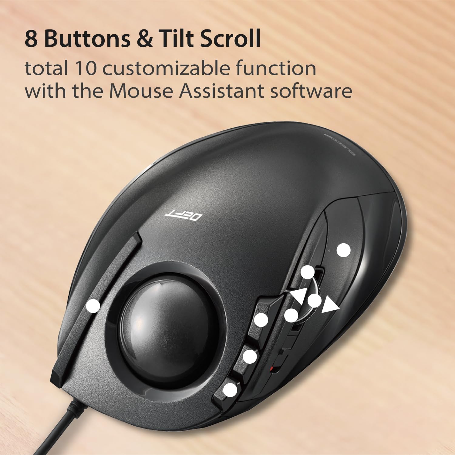 Elecom M-DT2URBK - mouse con trackball, PC/Mac, a 4 vie - immagine 5