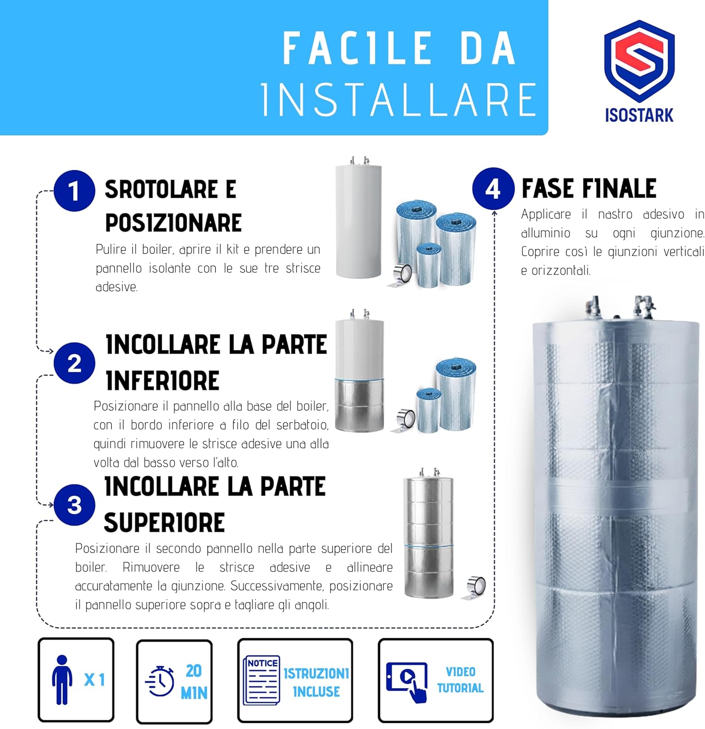 Isostark Kit Isolamento Termico 4 Strati per Bollitore - immagine 3